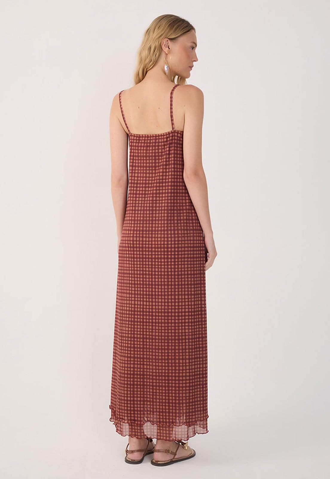 Vista 2 Vestido Dress To Longo Xadrez Dress to vermelho