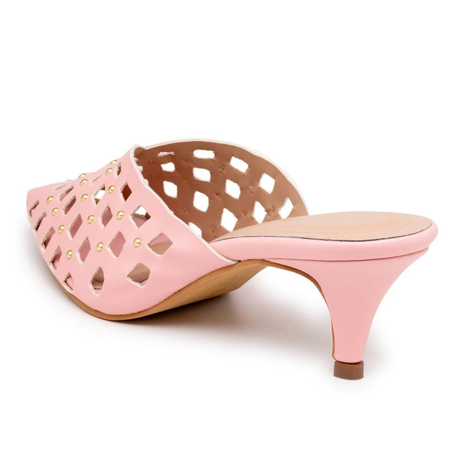 Vista 2 Tamanco Mule Feminino Bico Fino Salto Baixo 6034 Lady LADY Flor da Pele rosa