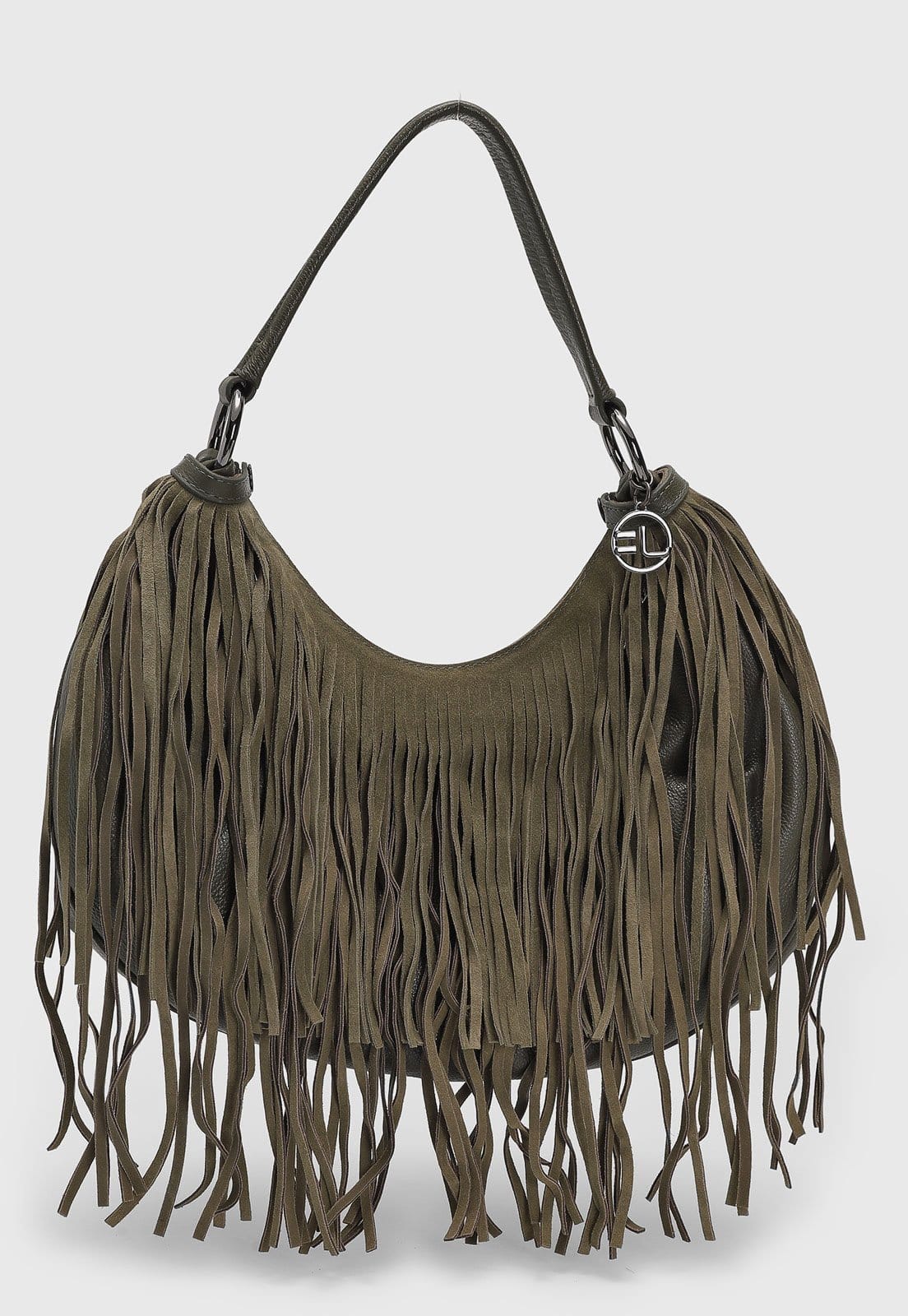 Bolsa Média Feminina Jorge Bischoff Franjas Oliva