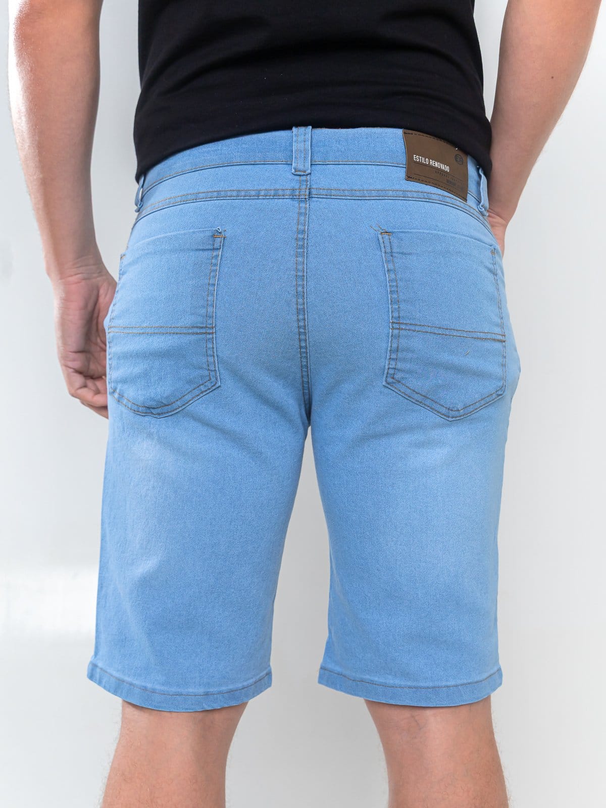 Vista 2 Bermuda Jeans Masculina Kovali Claro com Elastano e Detalhe Destroyed KOVALI FASHION STORE azul/jeans azul