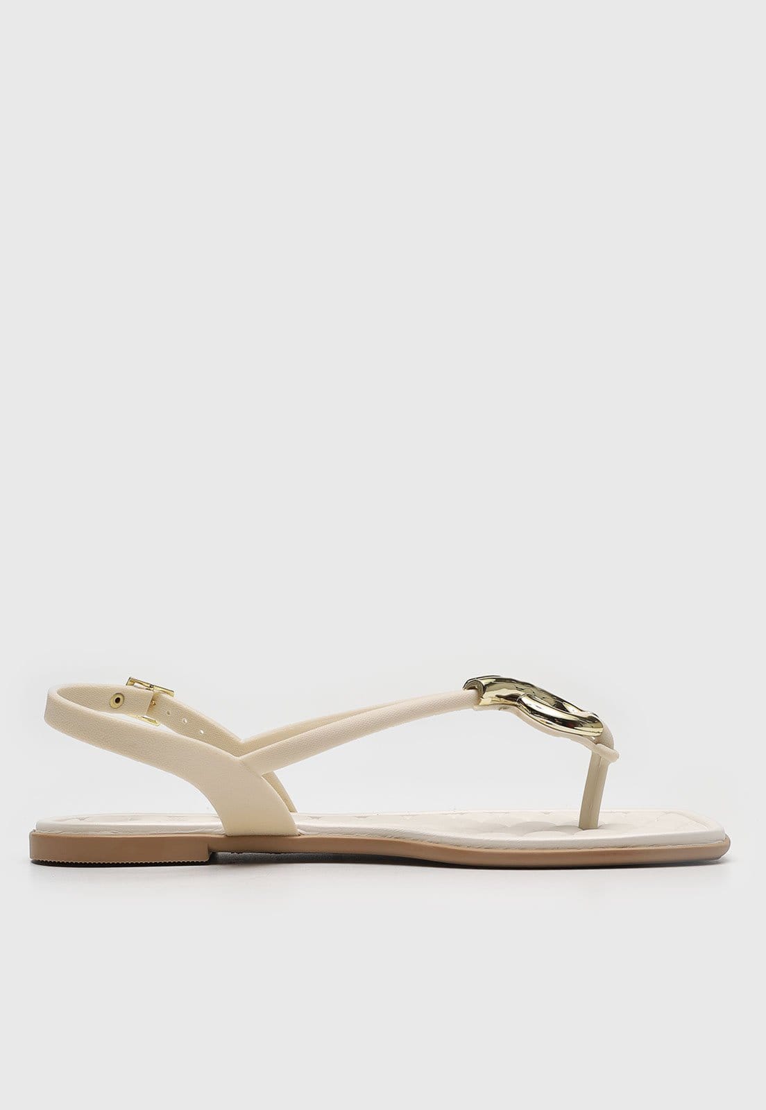 Vista 2 Rasteira Feminina Moleca Fechada Detalhe Metalizado Off-White MOLECA off-white white