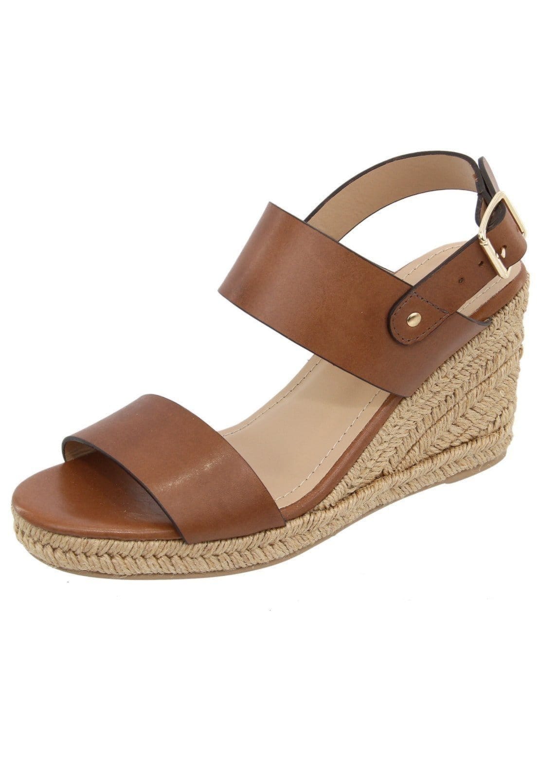 Sandália Em Couro Anabela Maria Paula Tiras Largas Cordas Sela