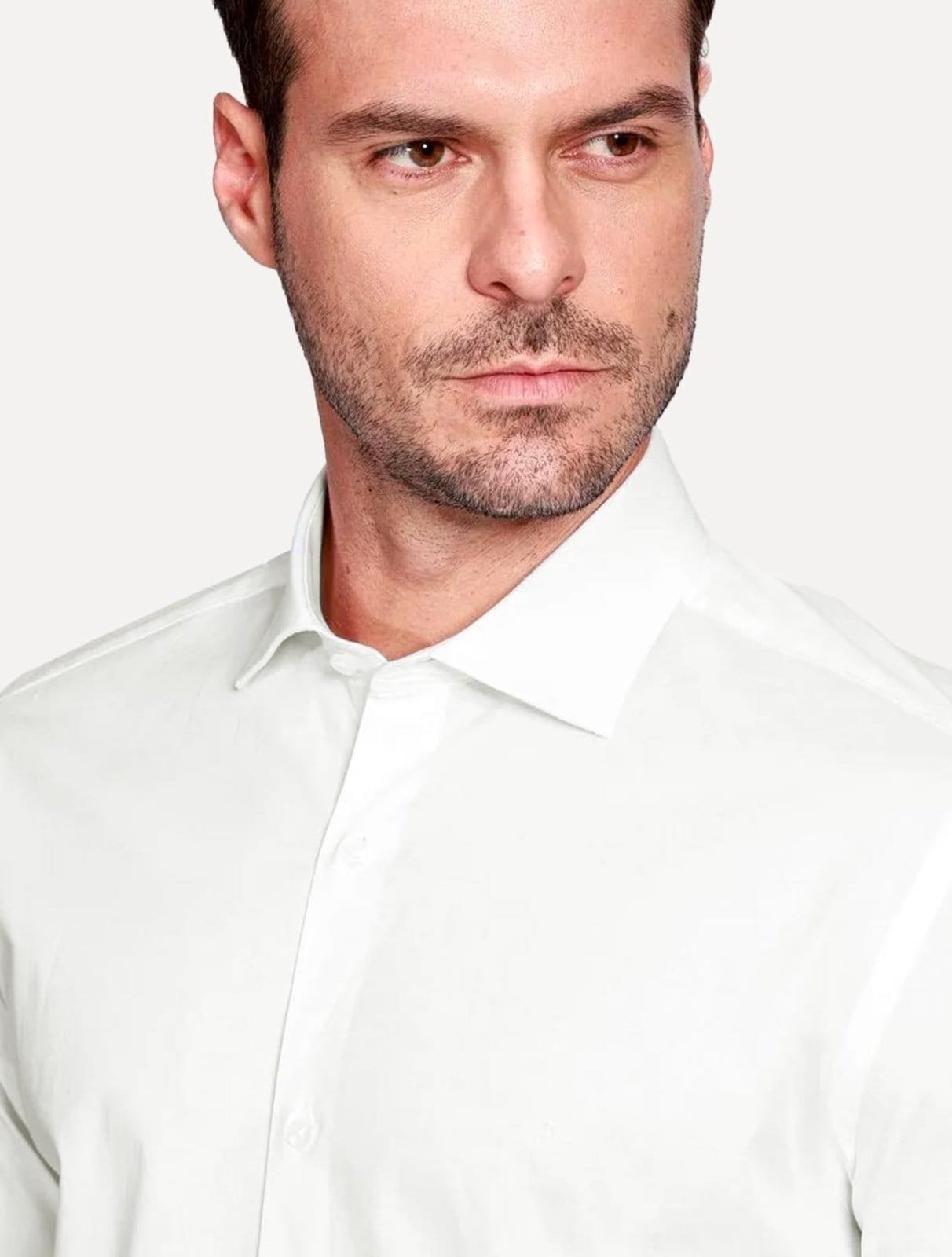 Vista 2 Camisa Aramis Masculina Slim Tricoline Liso Stretch Branca Aramis branco