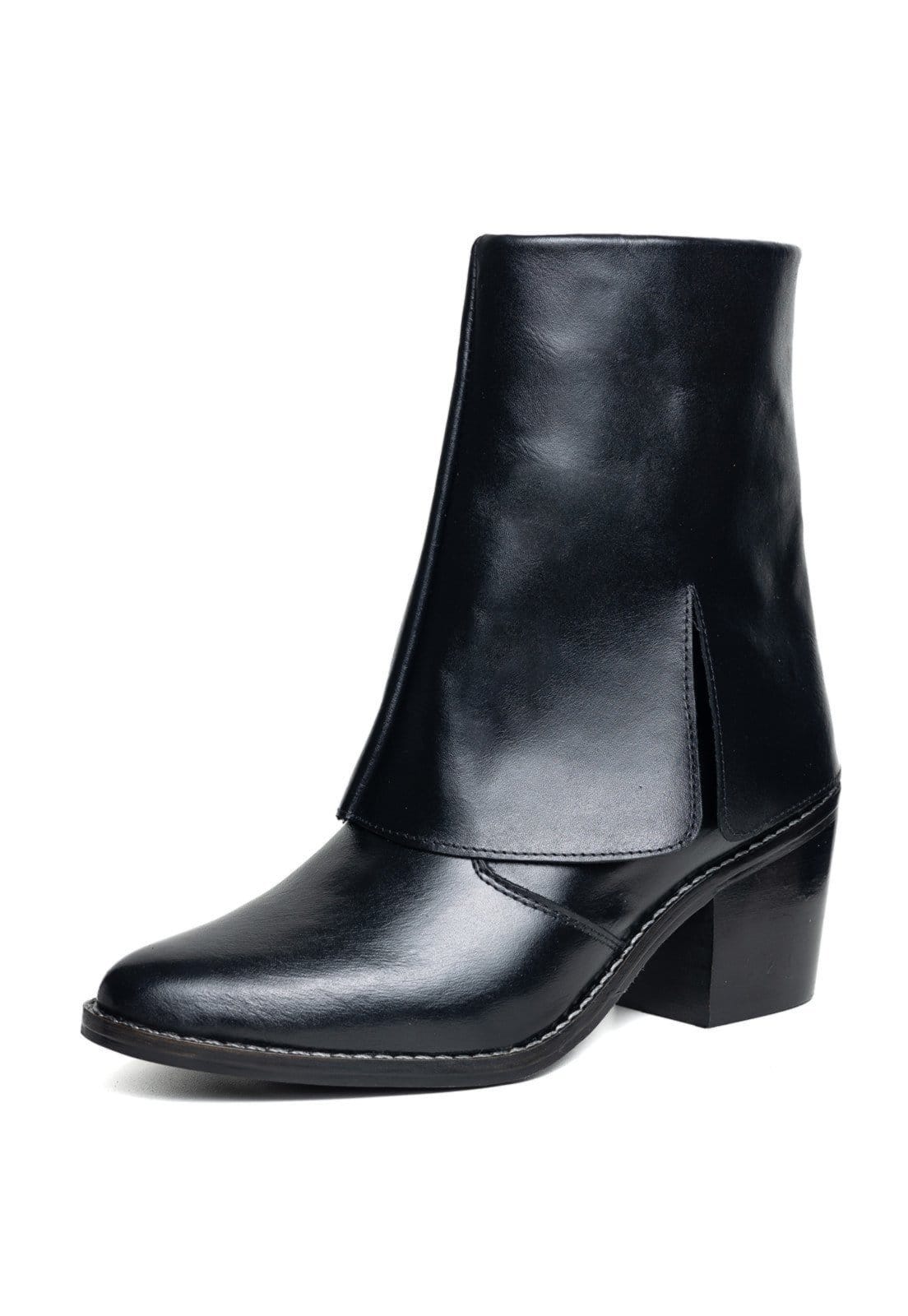 Vista 2 Bota Bico Fino Cano Curto Com Manta Couro TELLINI STORE preto