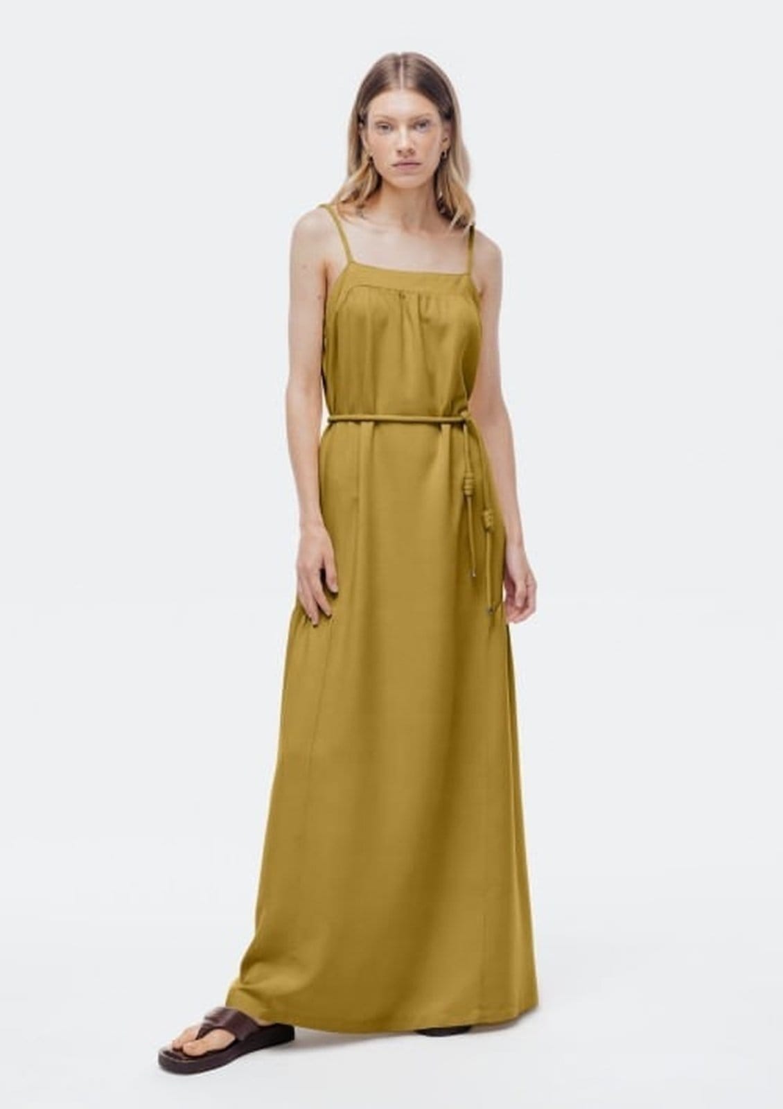 Vestido Longo Evasê Creponado