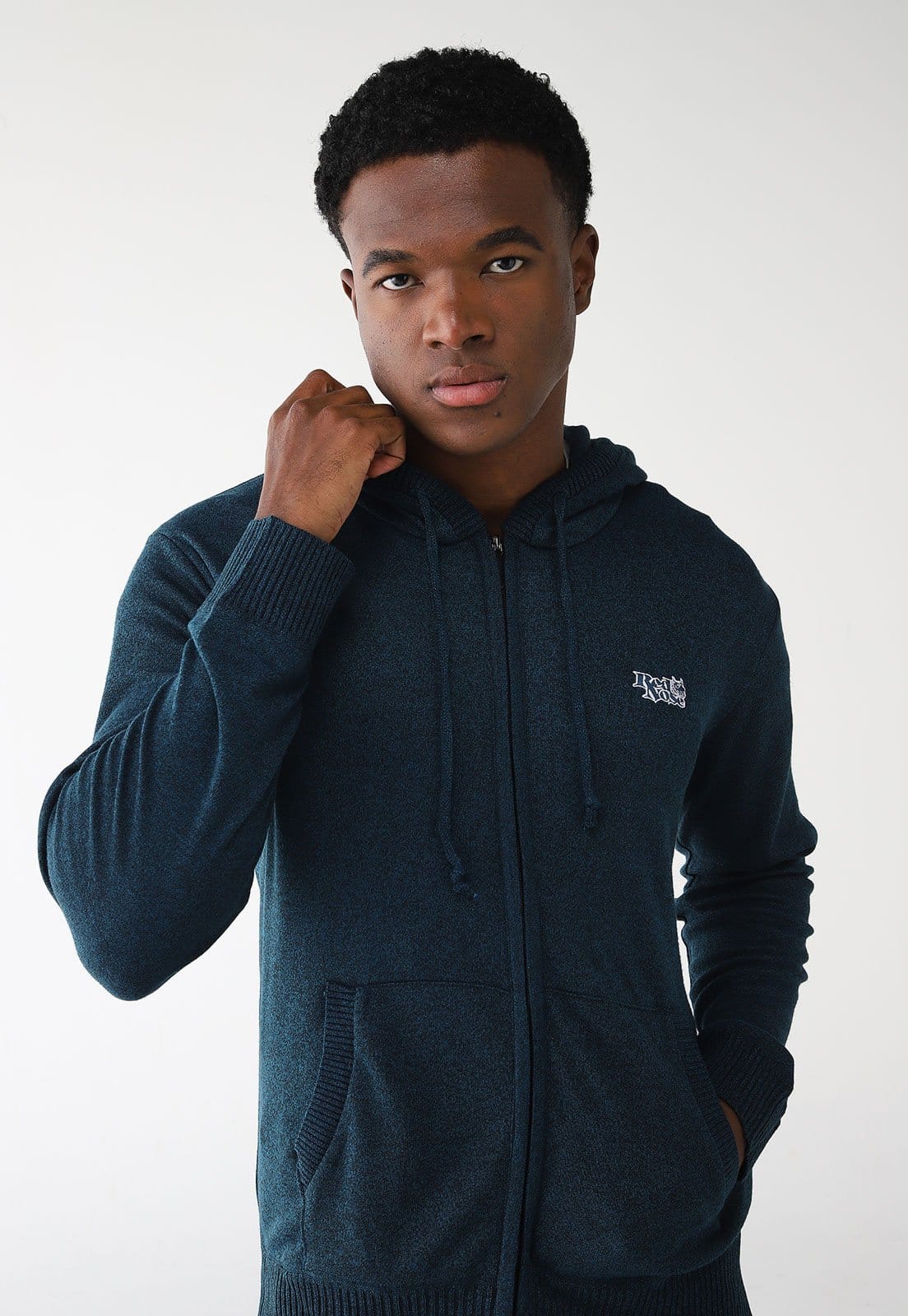 Cardigan Tricot Red Nose Com Capuz Azul-Marinho