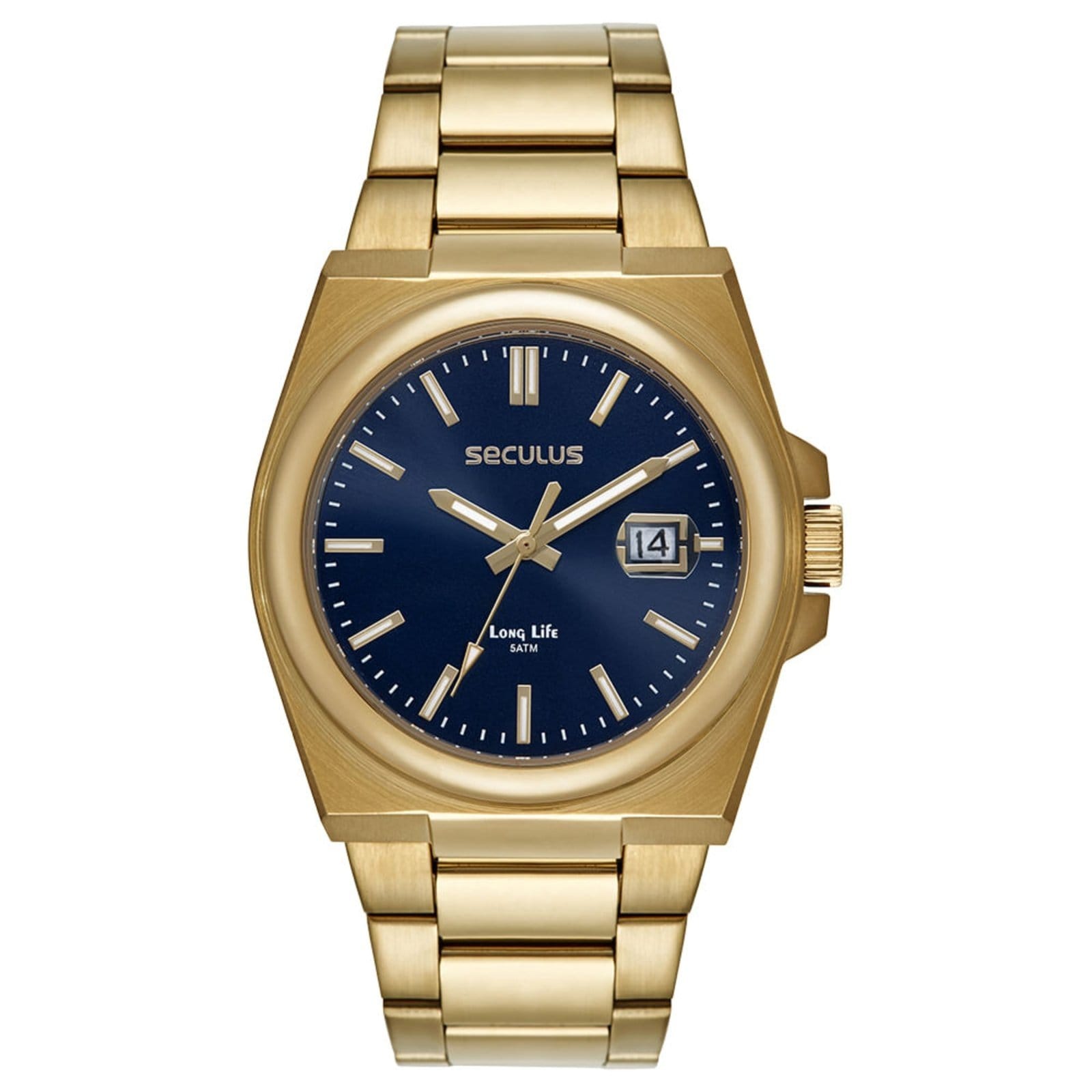 Relógio Masculino Social Calendário Aço