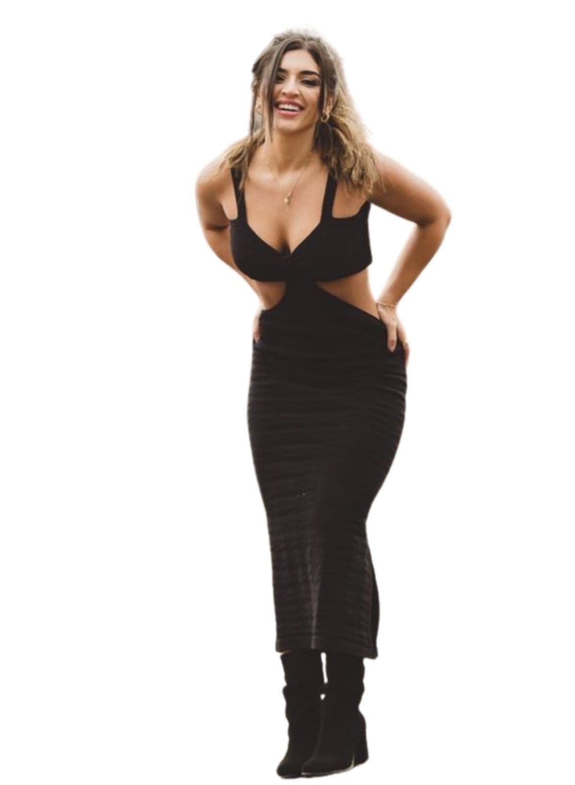 Vestido Tricot Alemanha abertura Fenda Midi