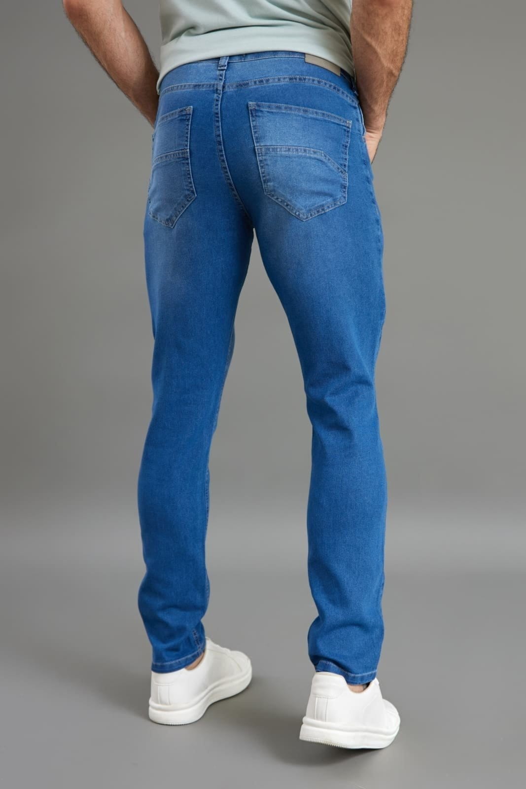 Vista 2 Calça Jeans Masculina Slim Fit Basica Five Pockets Lemier LEMIER azul