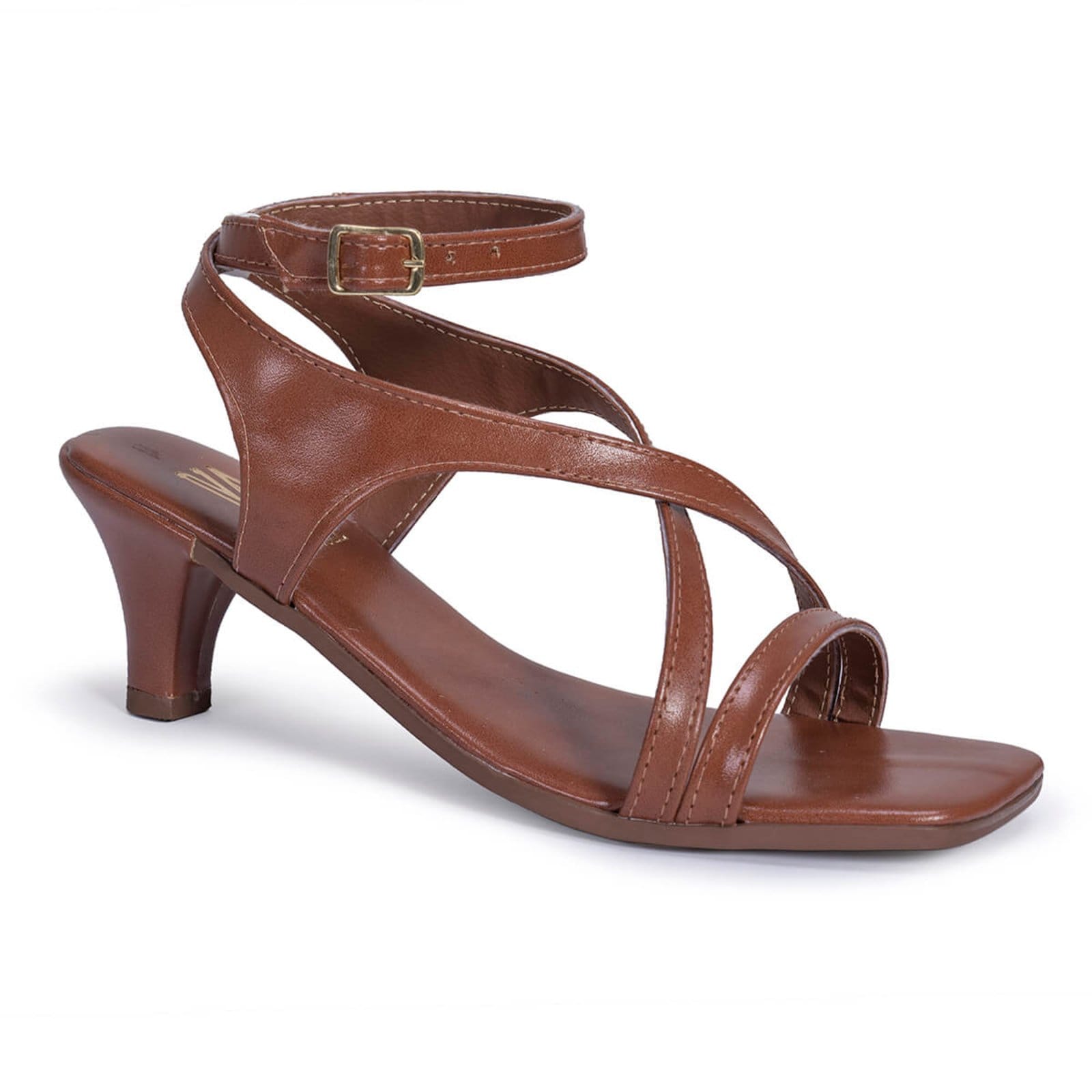 Sandália Feminina Salto Fino Baixo Social Festa Moderna Confortável Via Angel 10101