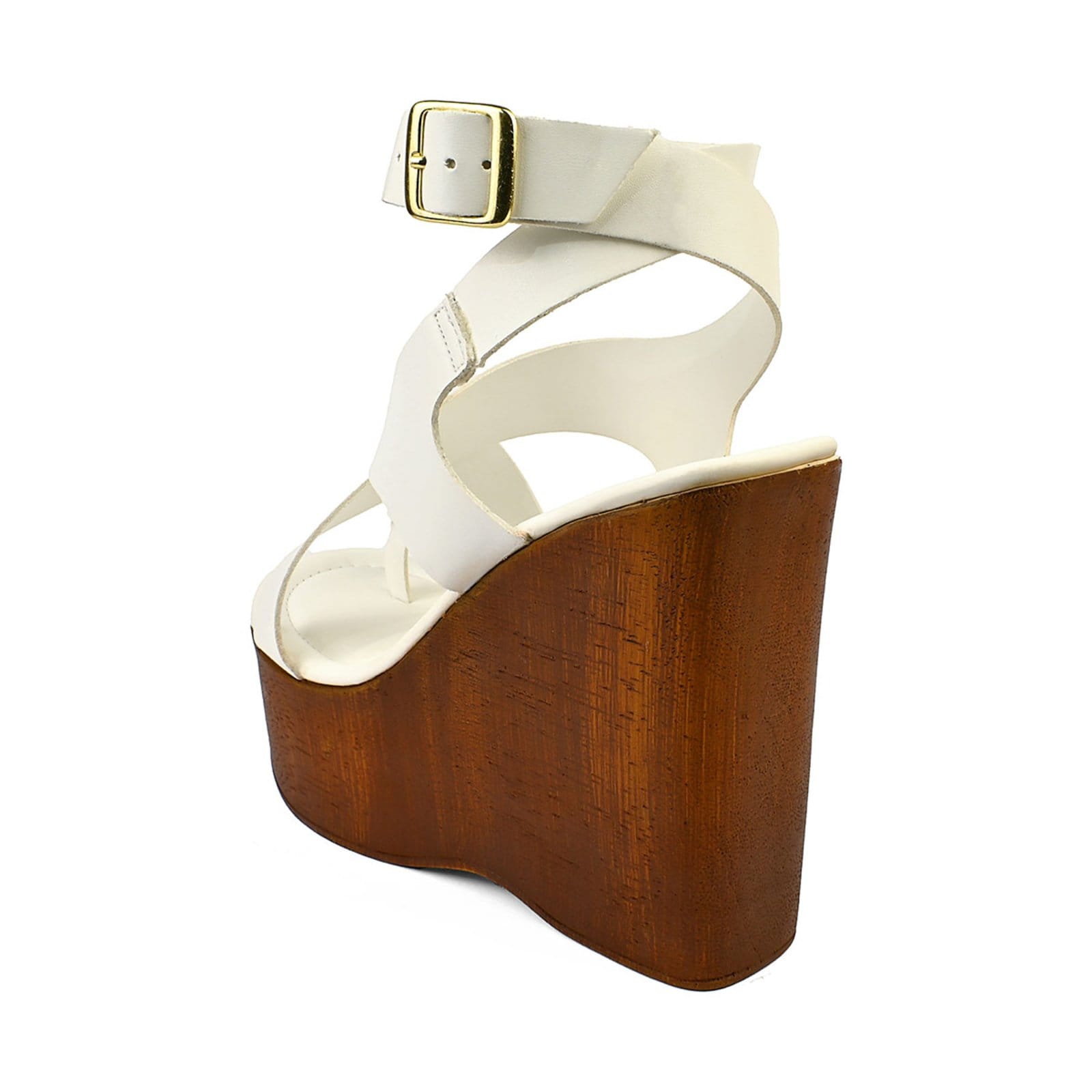 Vista 2 Sandália Feminina Plataforma Zature Confortável Blogueira Salto Alto Grosso Anabela Enfeite Metalizado Tiras OffWhite ZATURE STORES off-white offwhite