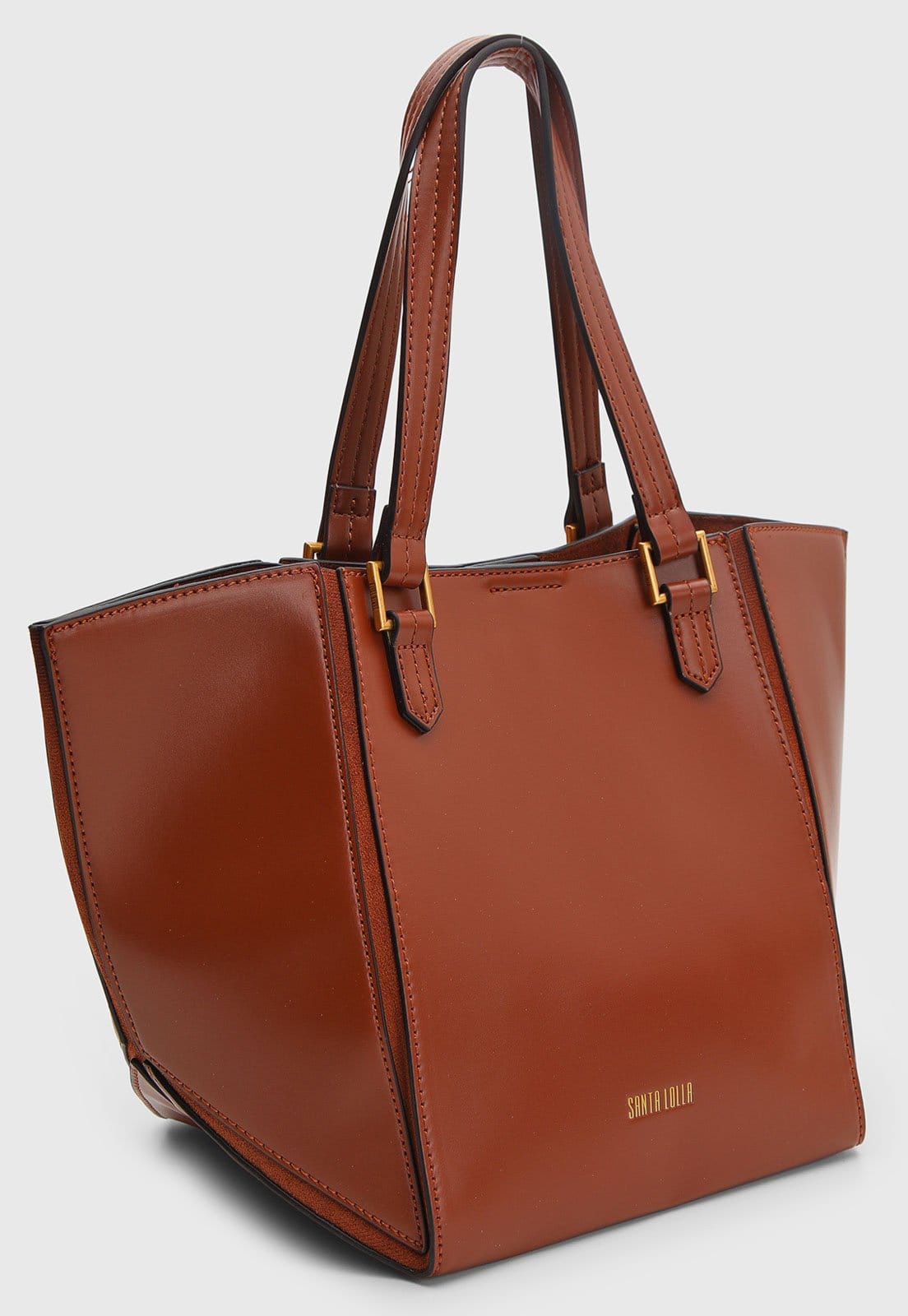 Vista 2 Bolsa Feminina Santa Lolla Média Alças Duplas Santa Lolla marrom
