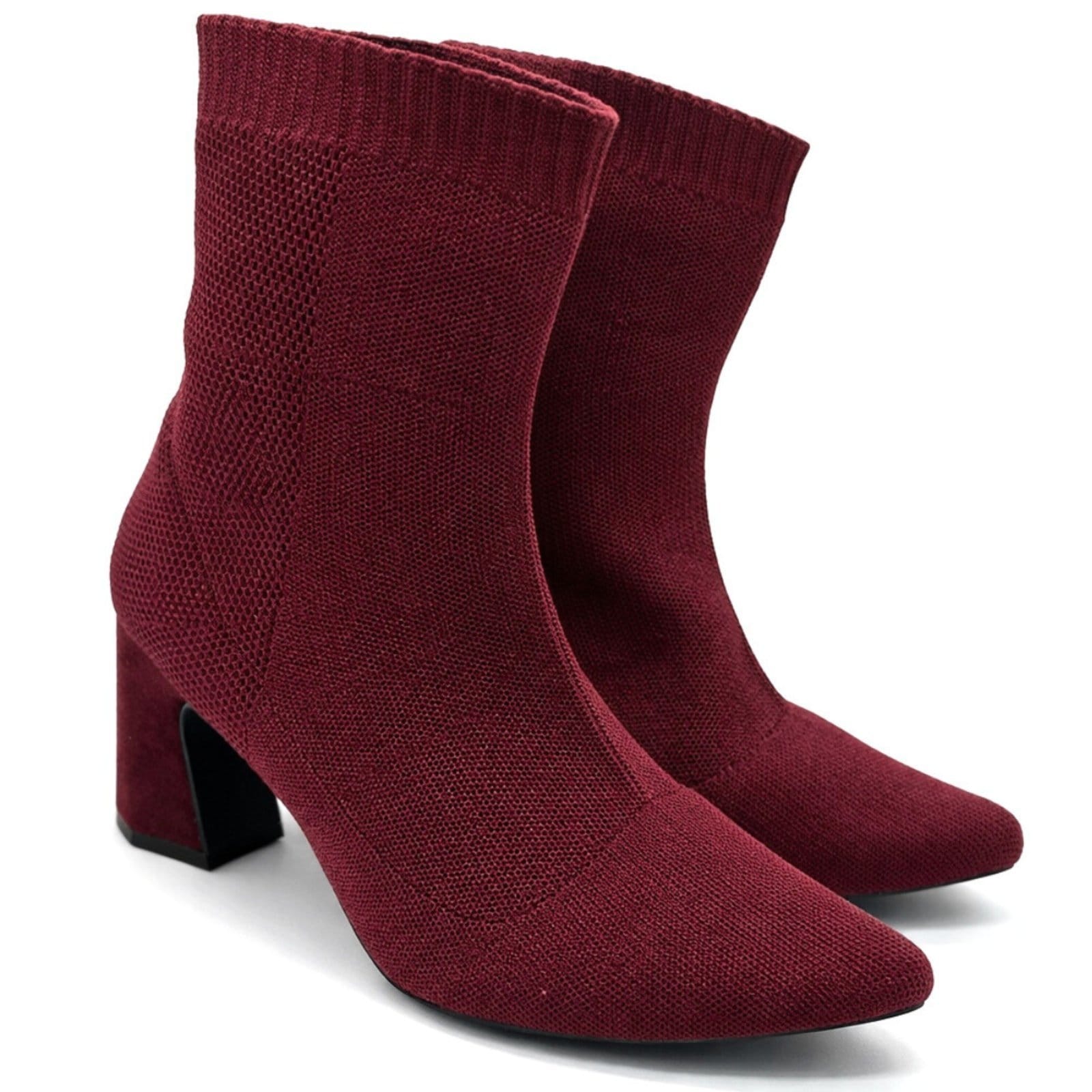 Bota Feminina de Cano Curto Estilo Meia Salto Grosso 184000