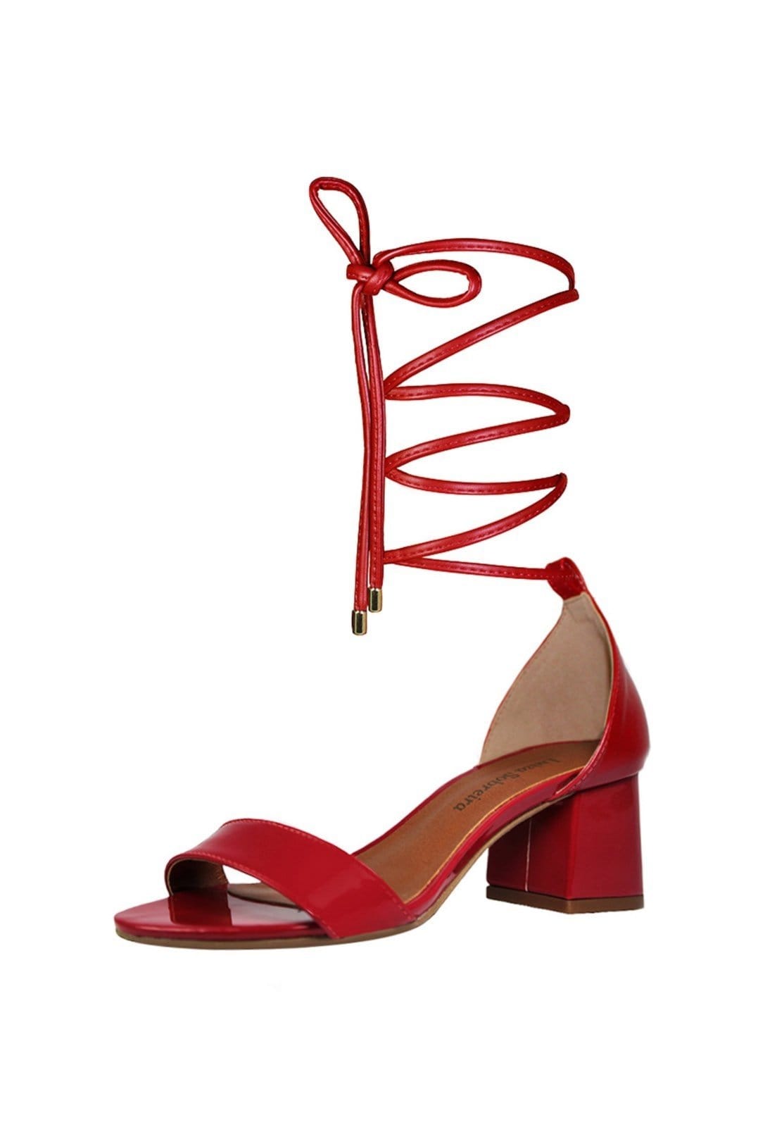 Vista 2 Sandália Troca Tira Salto Baixo Grosso Luiza Sobreira Verniz Mod. 4075-2 Luiza Sobreira vermelho