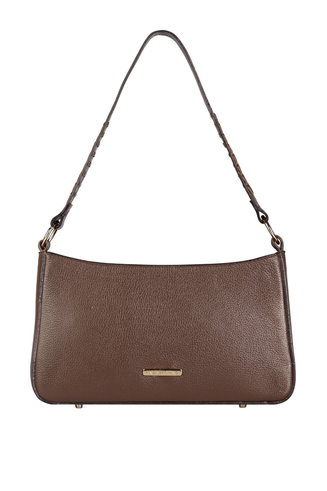 Bolsa de ombro em couro liso baguete Liah - Whisky