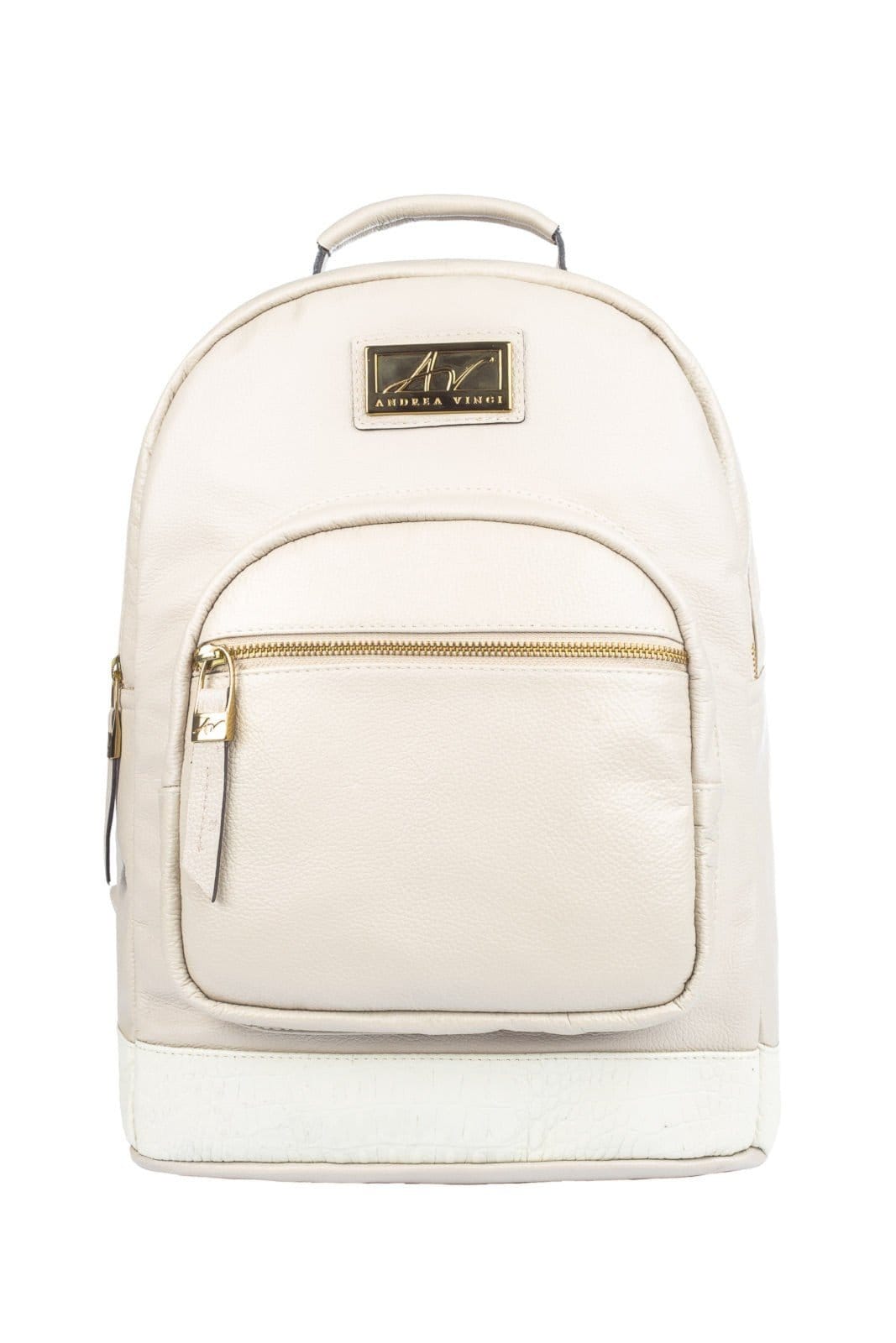 Mochila de couro liso Milla - Marfim