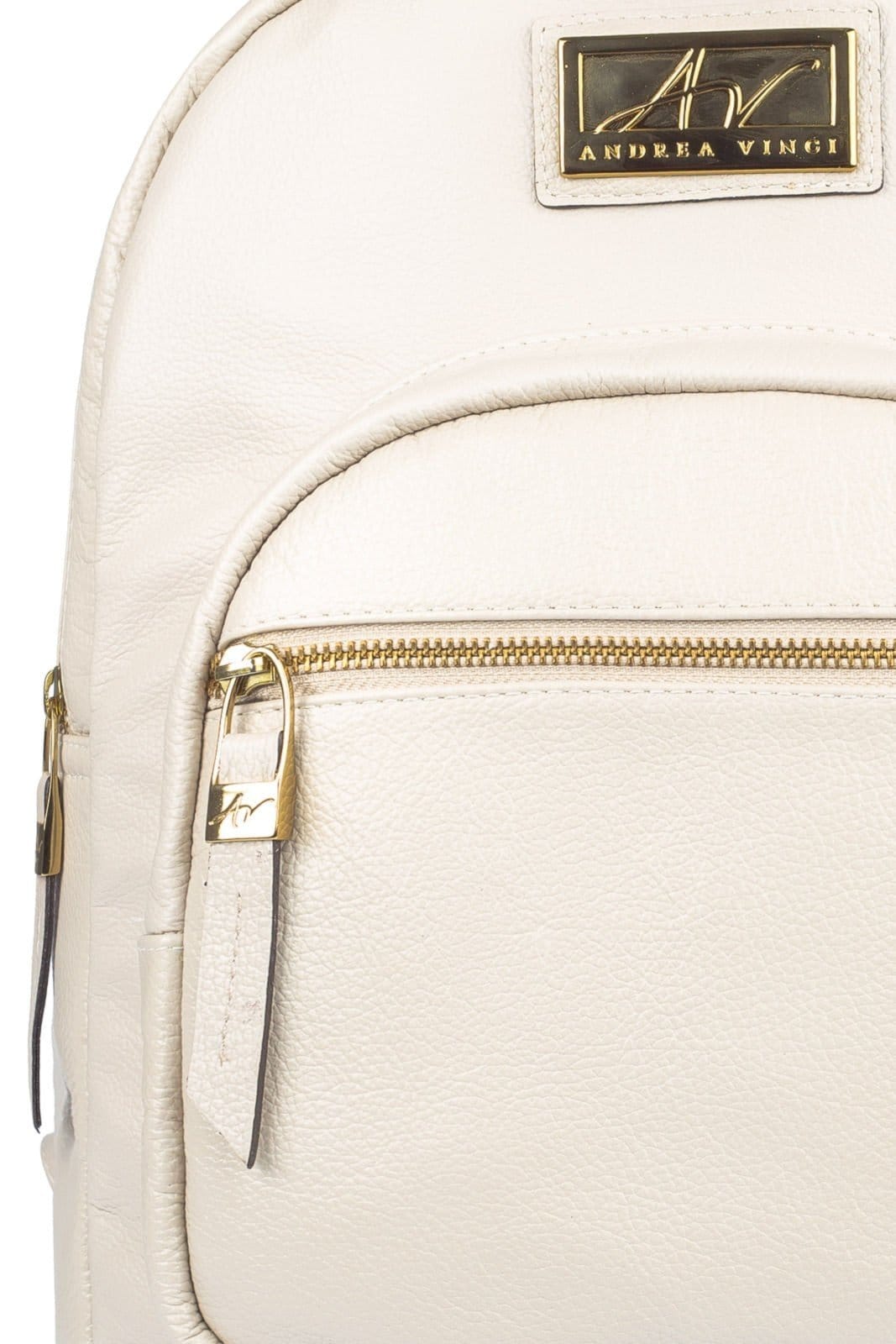 Vista 2 Mochila de couro liso Milla - Marfim Andrea Vinci vermelho