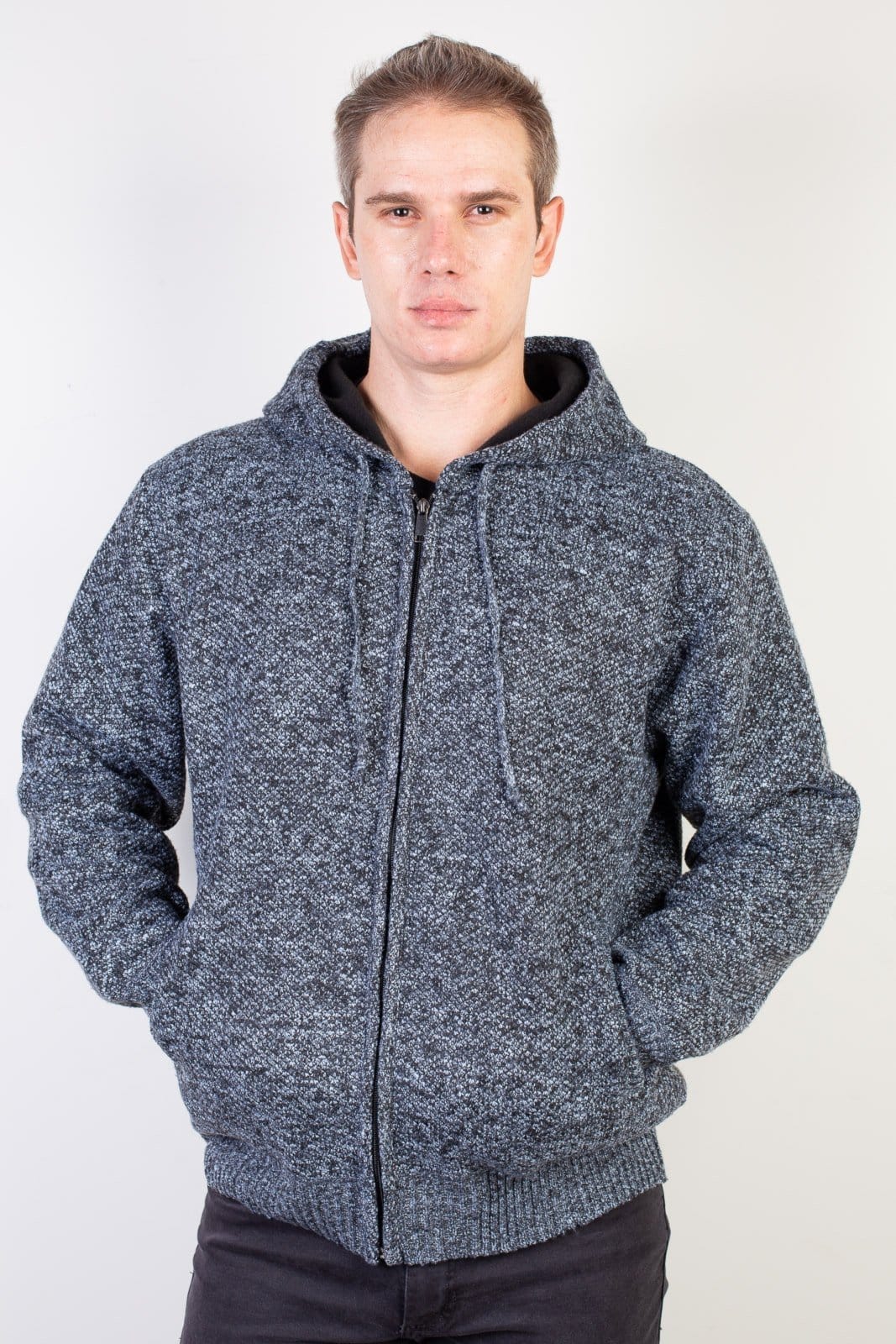 Jaqueta Enluaze de malha térmica masculina com capuz 90149 - Chumbo