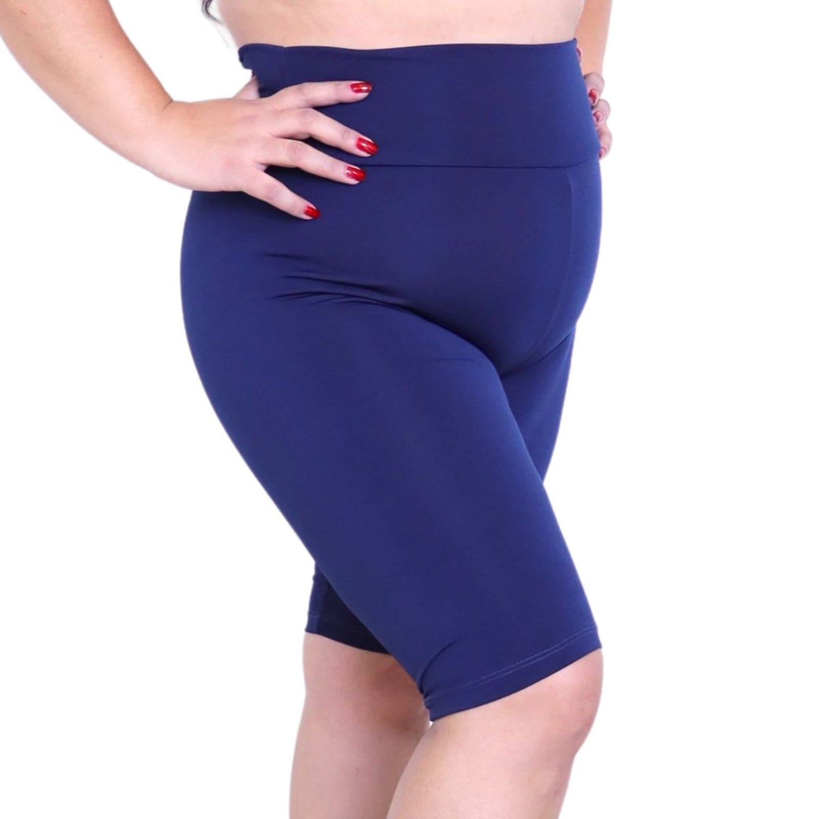 Bermuda Plus Size Heide Ribeiro Linha Silver Academia Azul Marinho