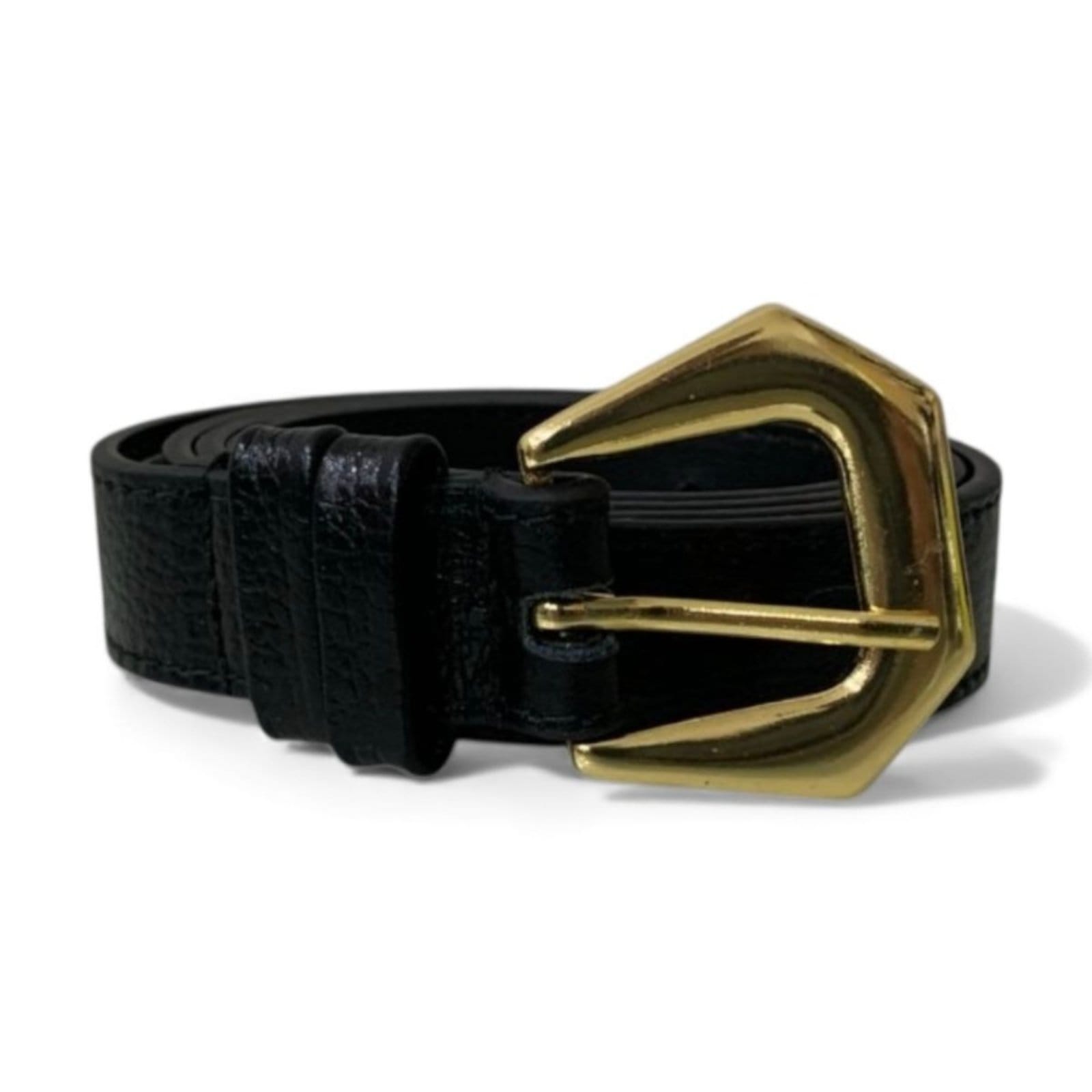 Vista principal Cinto Feminino em Couro Fivela Dourado 026 Mariart preto