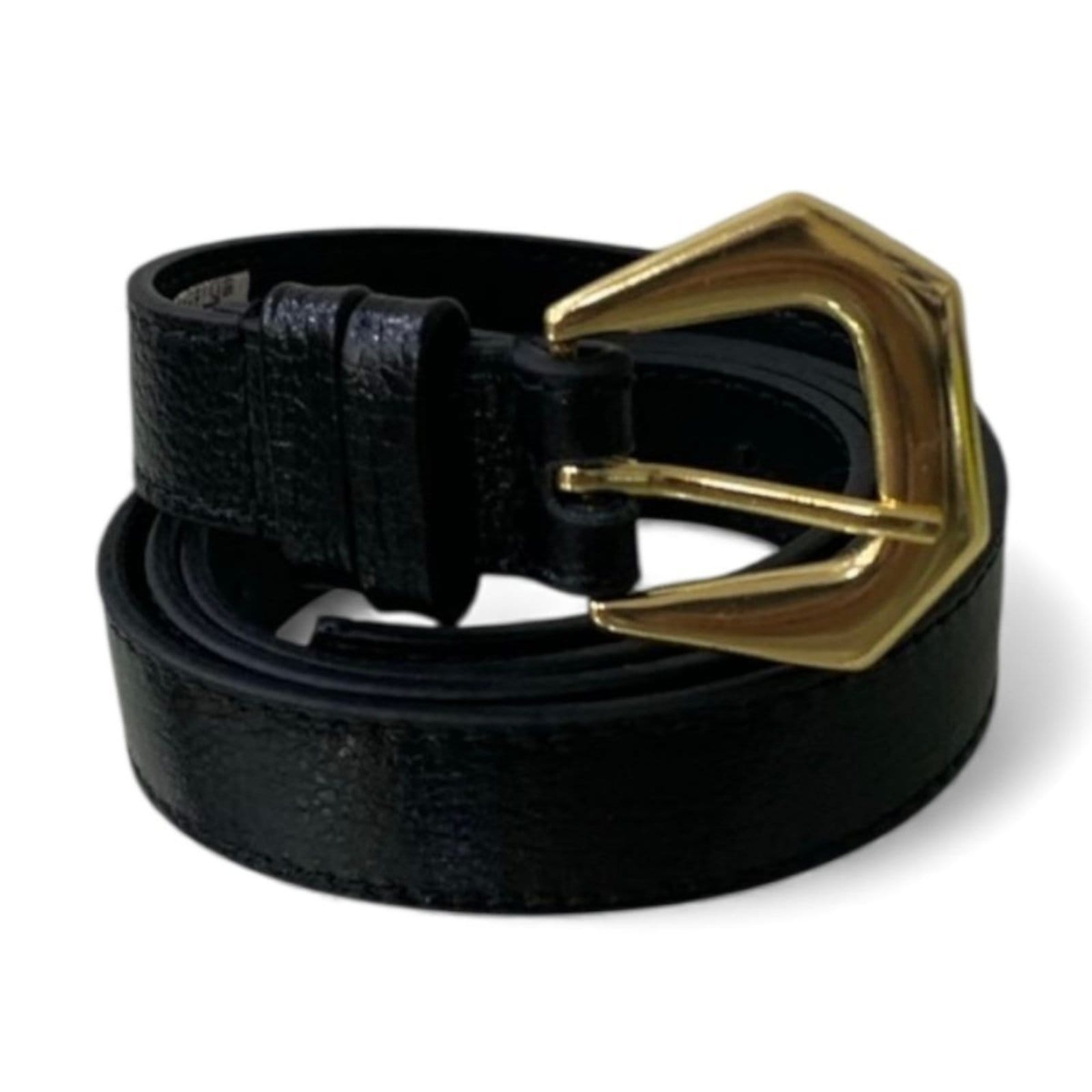 Vista 2 Cinto Feminino em Couro Fivela Dourado 026 Mariart preto