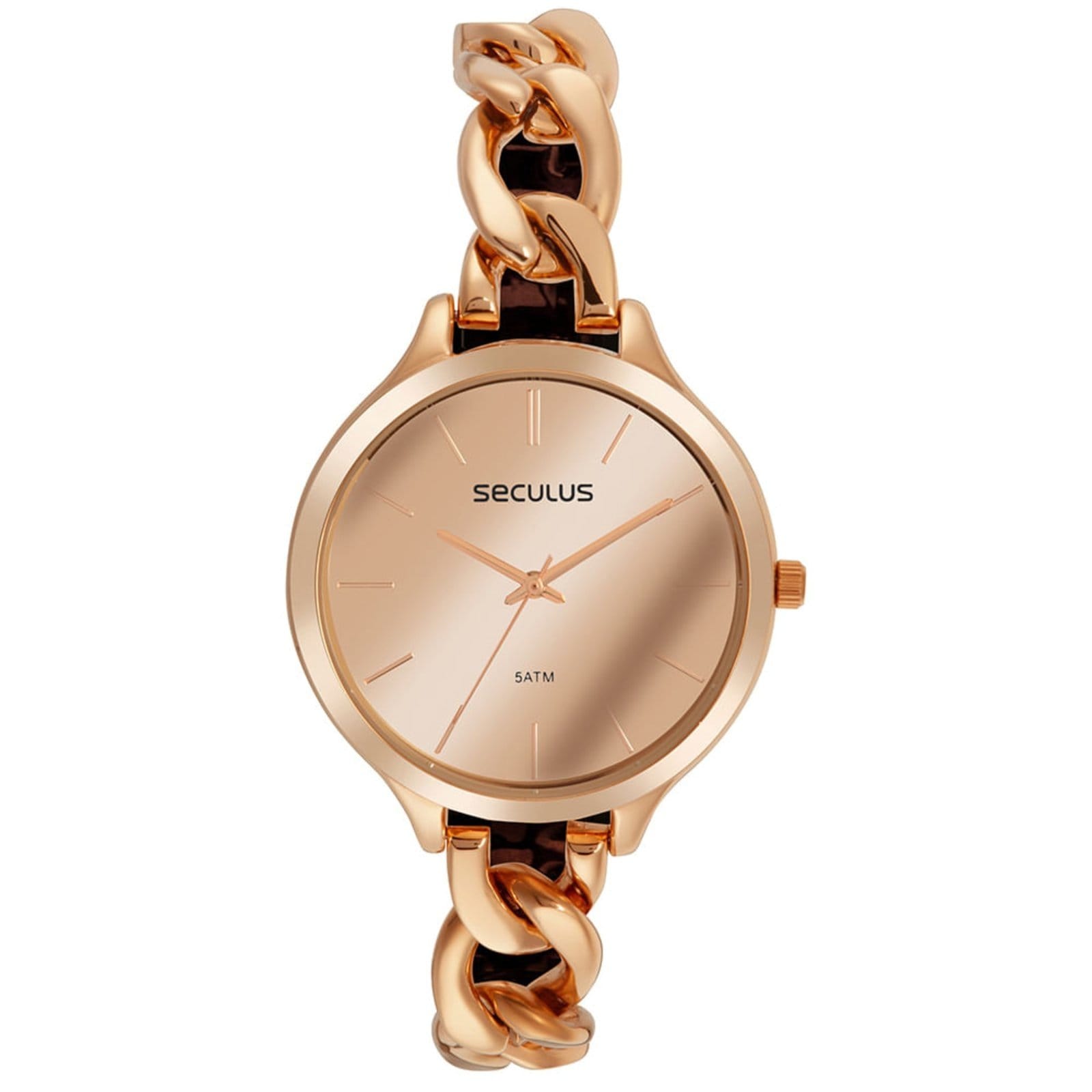 Relógio Seculus Feminino Minimalista Corrente Rosê