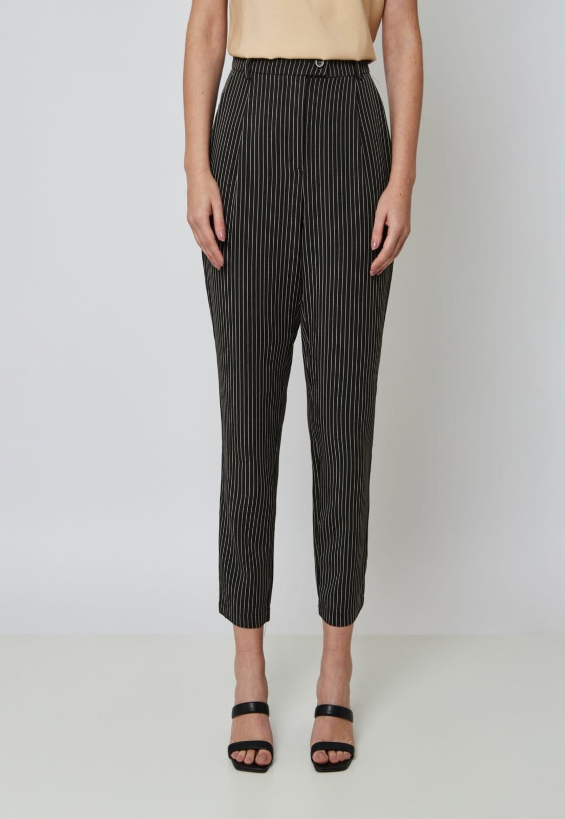 Calça Risca de Giz Cigarrete Alfaiataria Miss Joy 8037 Feminino