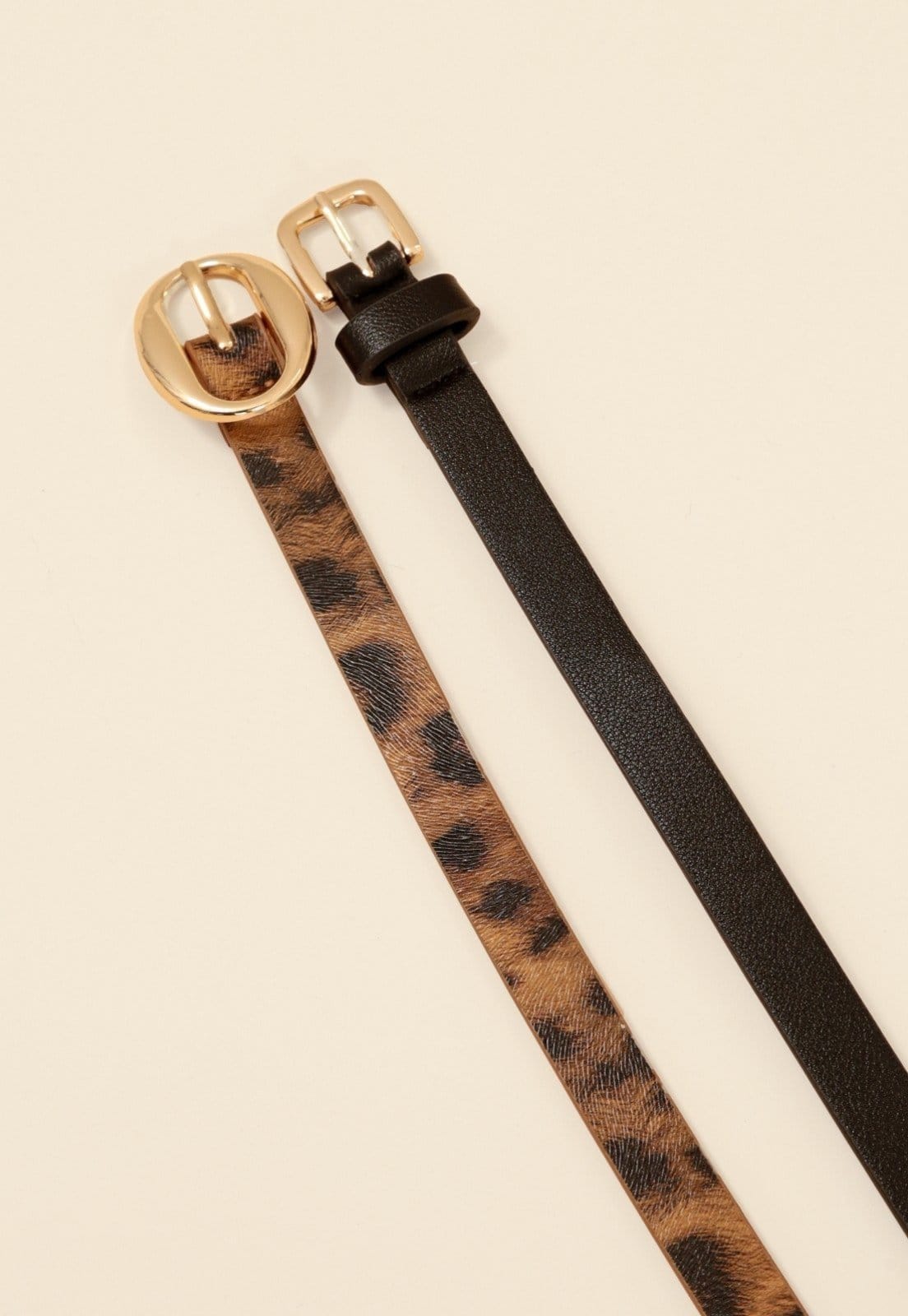 Vista principal Kit De 2 Cintos Finos Pop Me Liso Preto E Animal Print Pop Me multicolorido