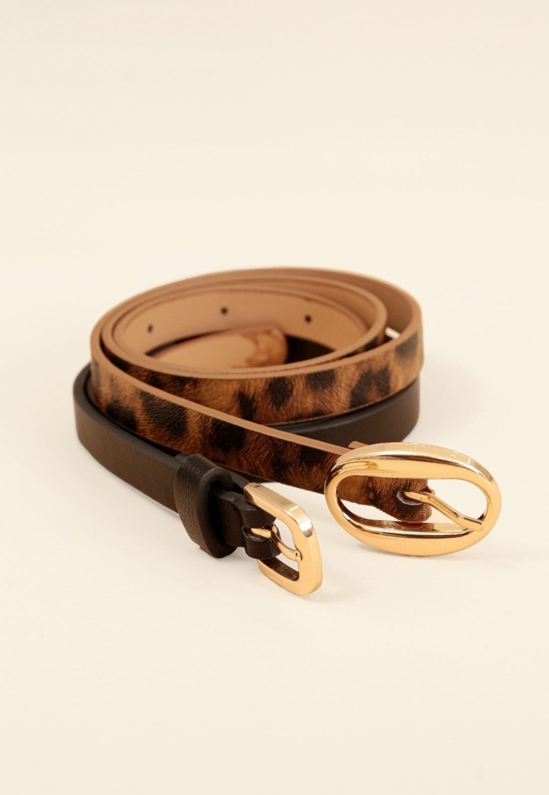 Vista 2 Kit De 2 Cintos Finos Pop Me Liso Preto E Animal Print Pop Me multicolorido