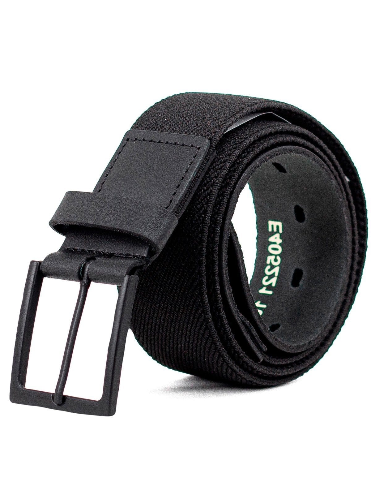 Cinto Masculino Fasolo Elástico Casual Largo Couro Legítimo Confortável Fivela Preta