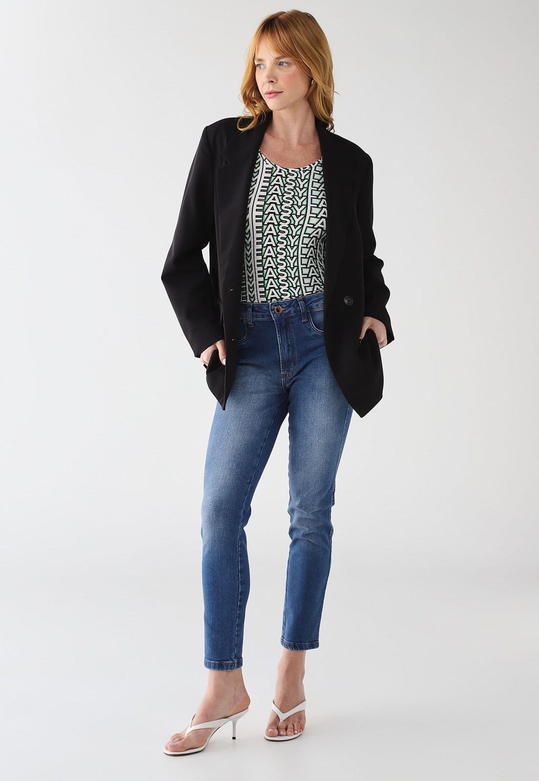 Vista 2 Calça Feminina Lança Perfume Diana Skinny Ankle High Lança Perfume azul