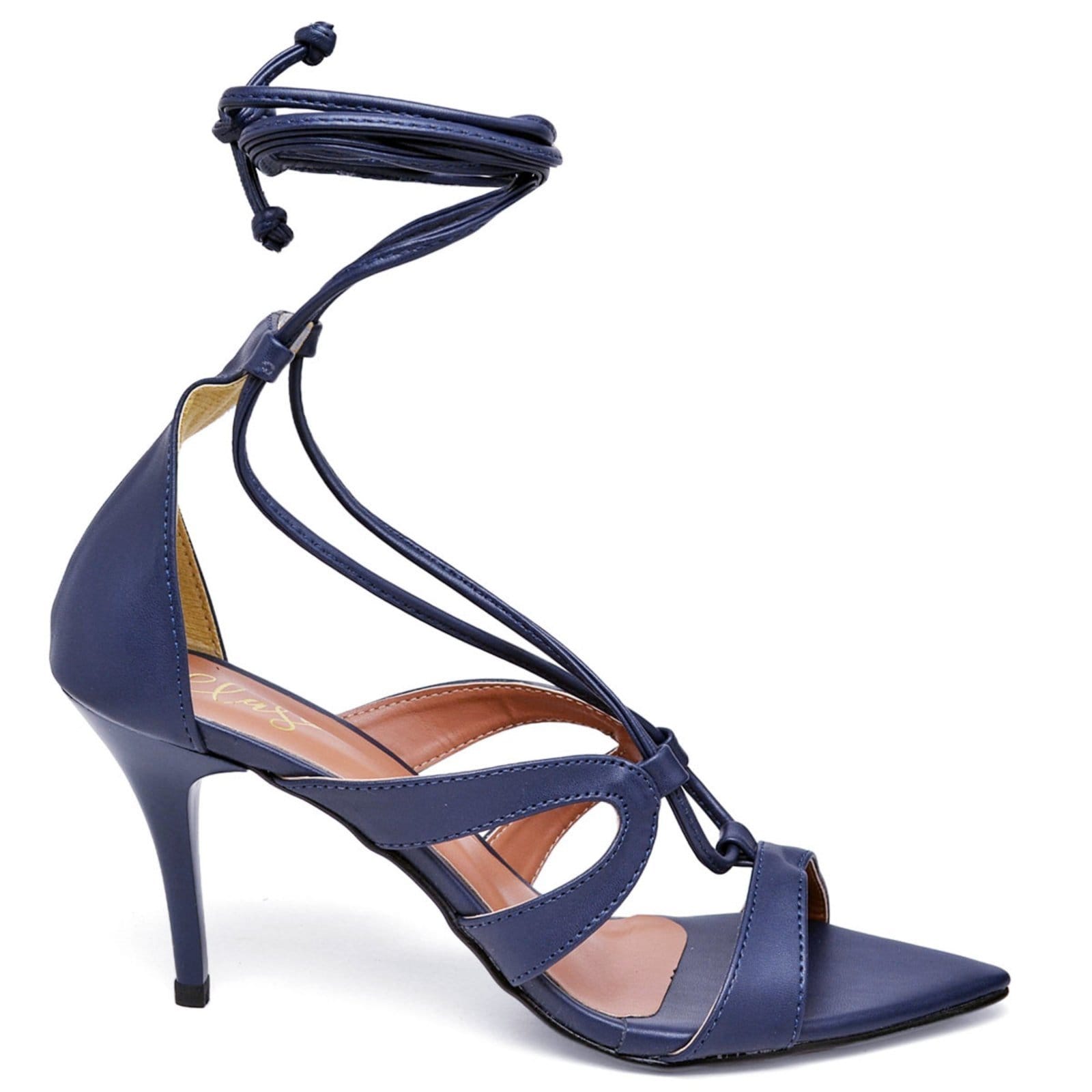 Vista 2 Sandália Bico Folha Salto Médio Napa Navy ZAFREM azul navy