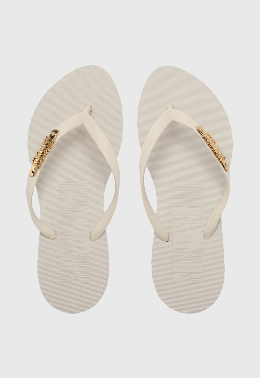 Chinelo Feminino Santa Lolla Detalhe Metalizado Off-White