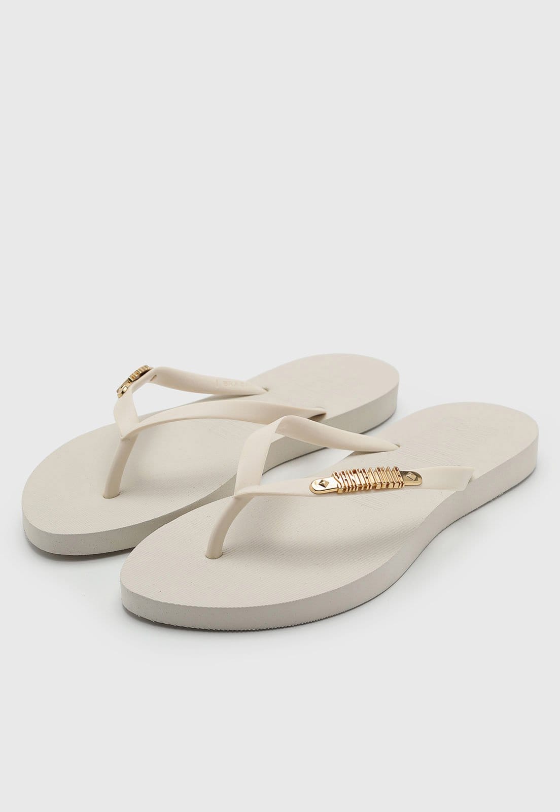 Vista 2 Chinelo Feminino Santa Lolla Detalhe Metalizado Off-White Santa Lolla off-white white