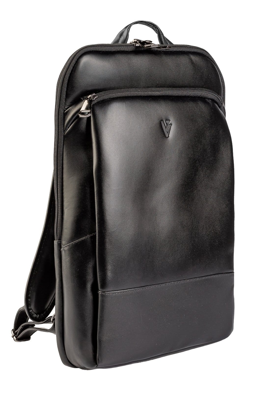 Vista 2 Mochila masculina slim para notebook couro italiano Otávio Vira Vento preto