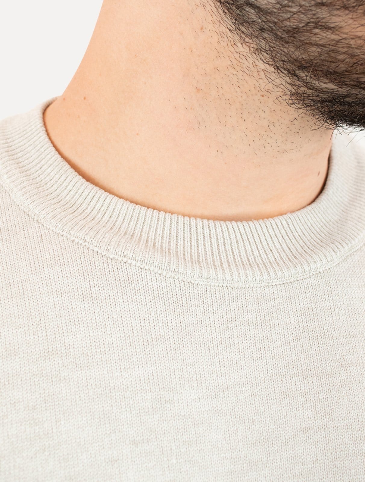 Suéter Dixen Masculino Crewneck Tricot Liso Areia Mescla - 2