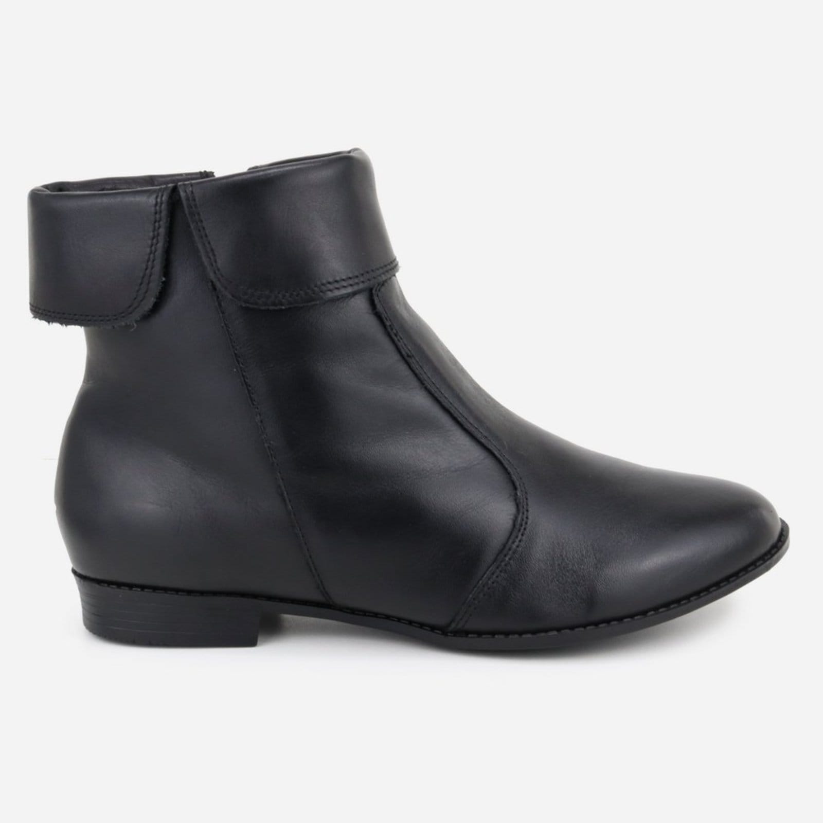 Vista 2 Bota em Couro Franja Maria Paula Cano Curto Preta MARIA PAULA preto