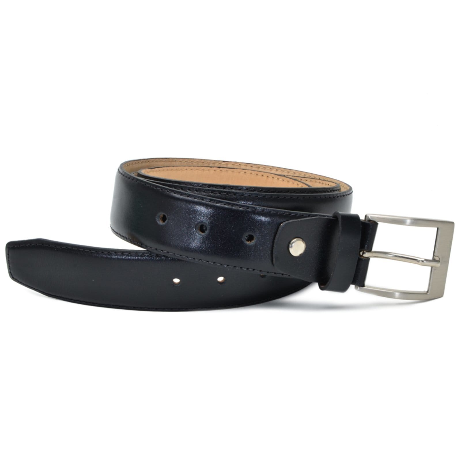 Vista 2 Cinto Couro Social Masculino Liso Fivela Metal Prata Versátil Casual Elegante FRANCA GRIFFE preto