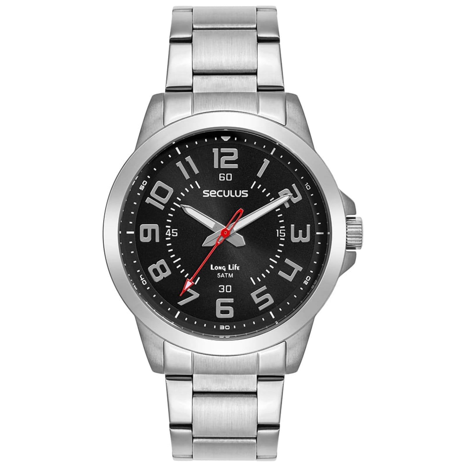Vista principal Relógio Masculino Seculus Analógico Clássico Aço Preto Seculus prata