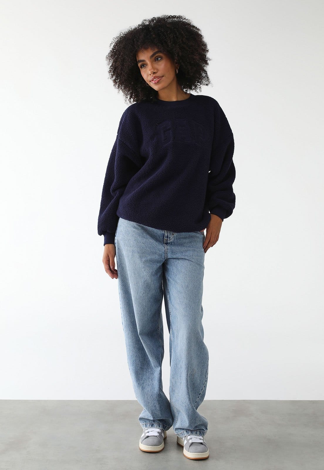 Vista 2 Blusa de Moletom Fechada GAP Reta Logo Teddy Azul-Marinho GAP azul marinho