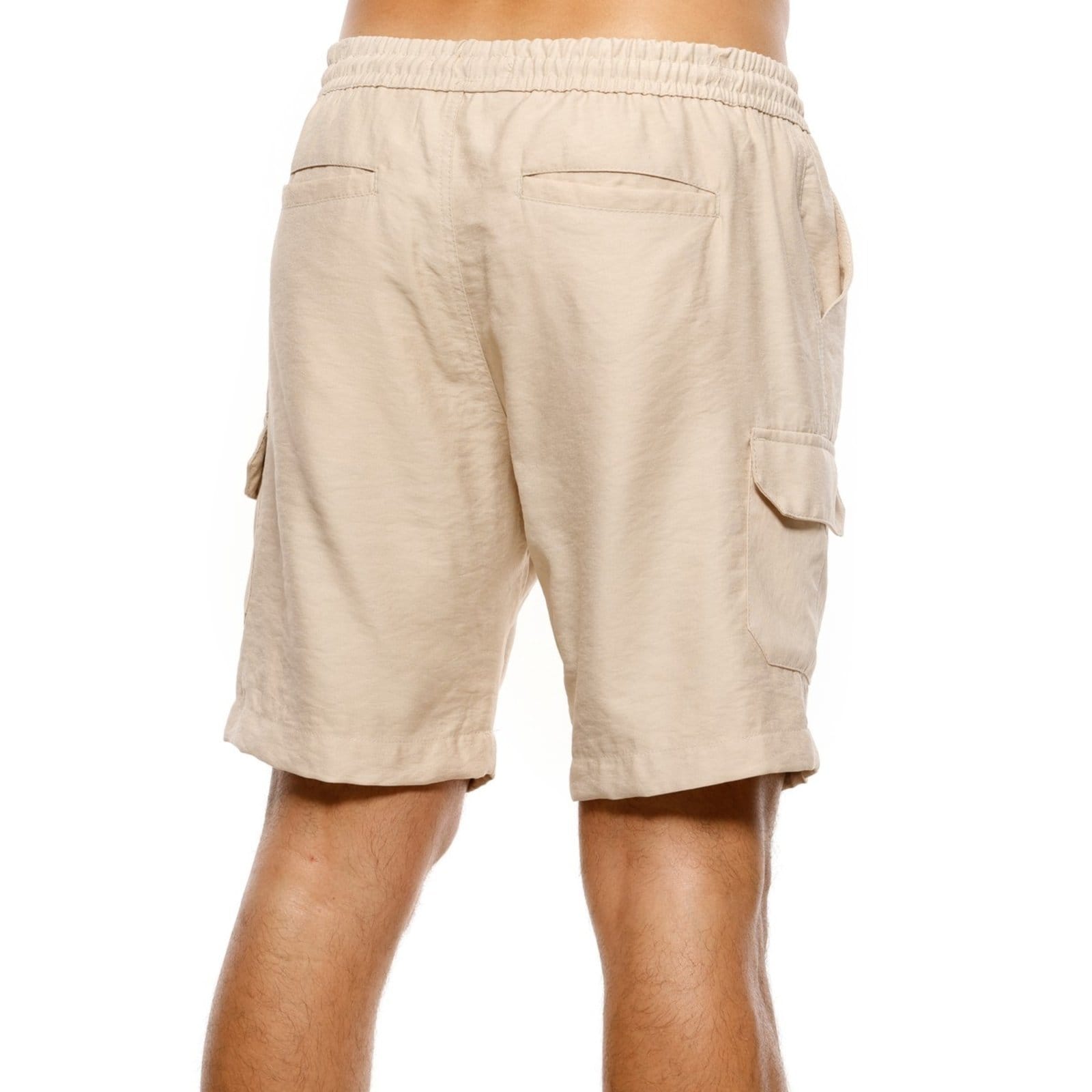 Vista 2 Bermuda Masculina Passeio Elastica VLCS VLCS VIOLAÇÕES bege