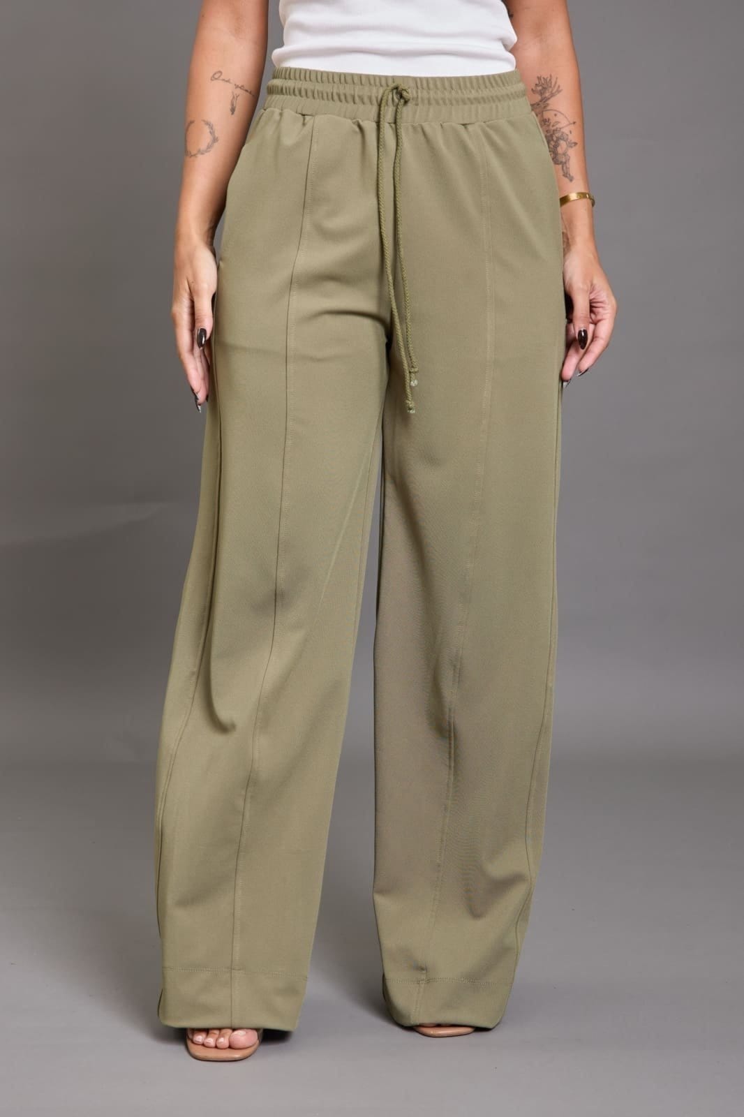 Calça Malha Poliéster Feminina Pantalona Lemier Collection