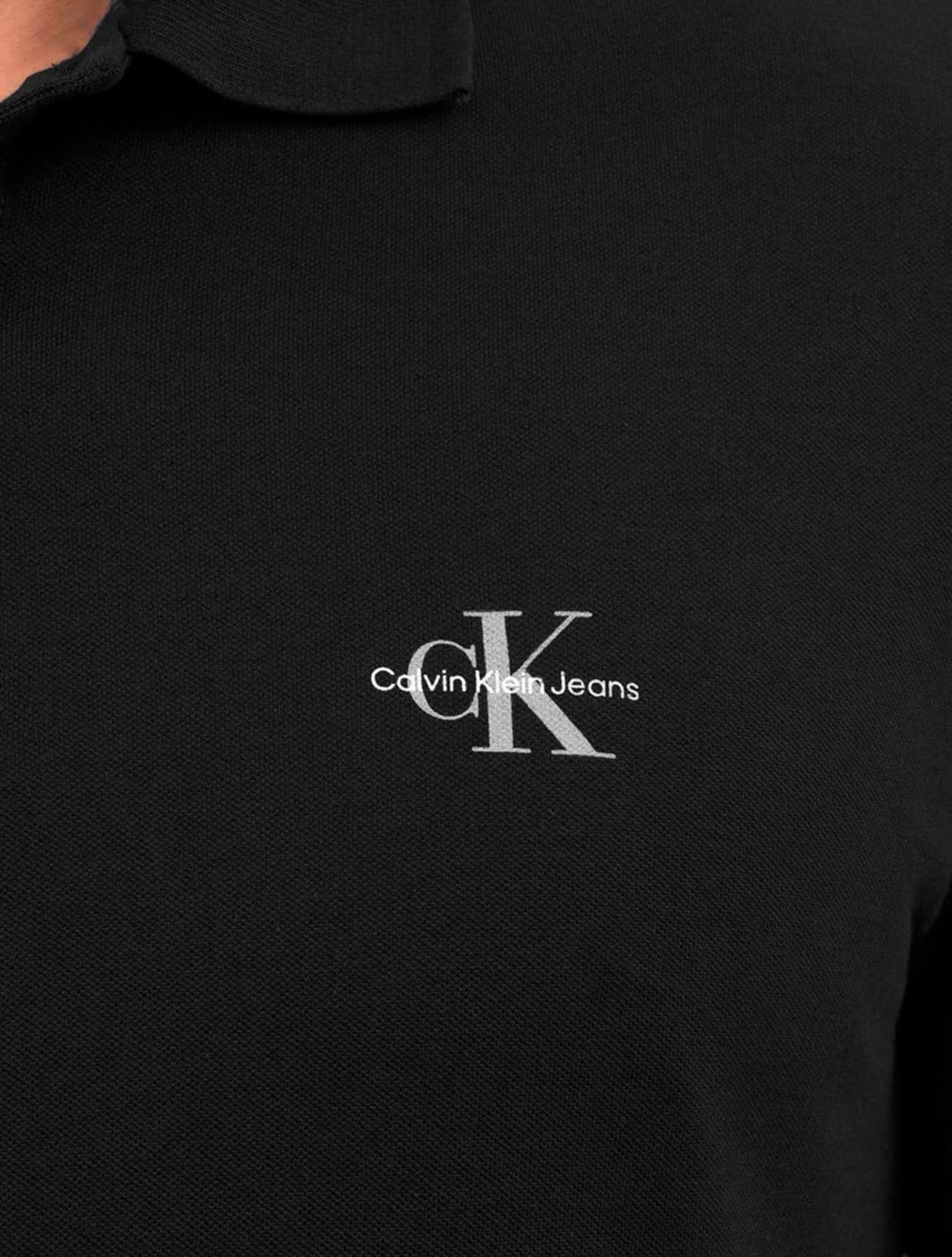 Vista 2 Polo Calvin Klein Jeans Masculina Piquet Regular Re Issue Preta Calvin Klein preto