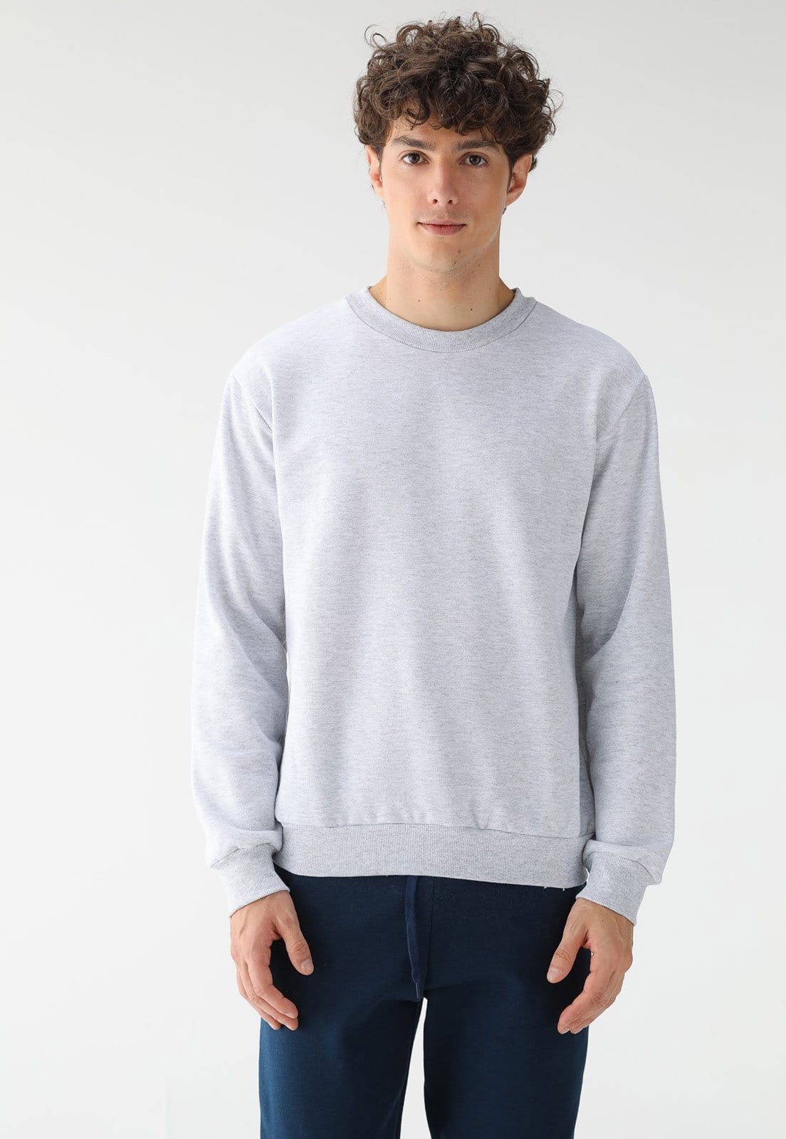 Blusa de Frio Moletom Flanelado Benellys Liso Gola Redonda Claro