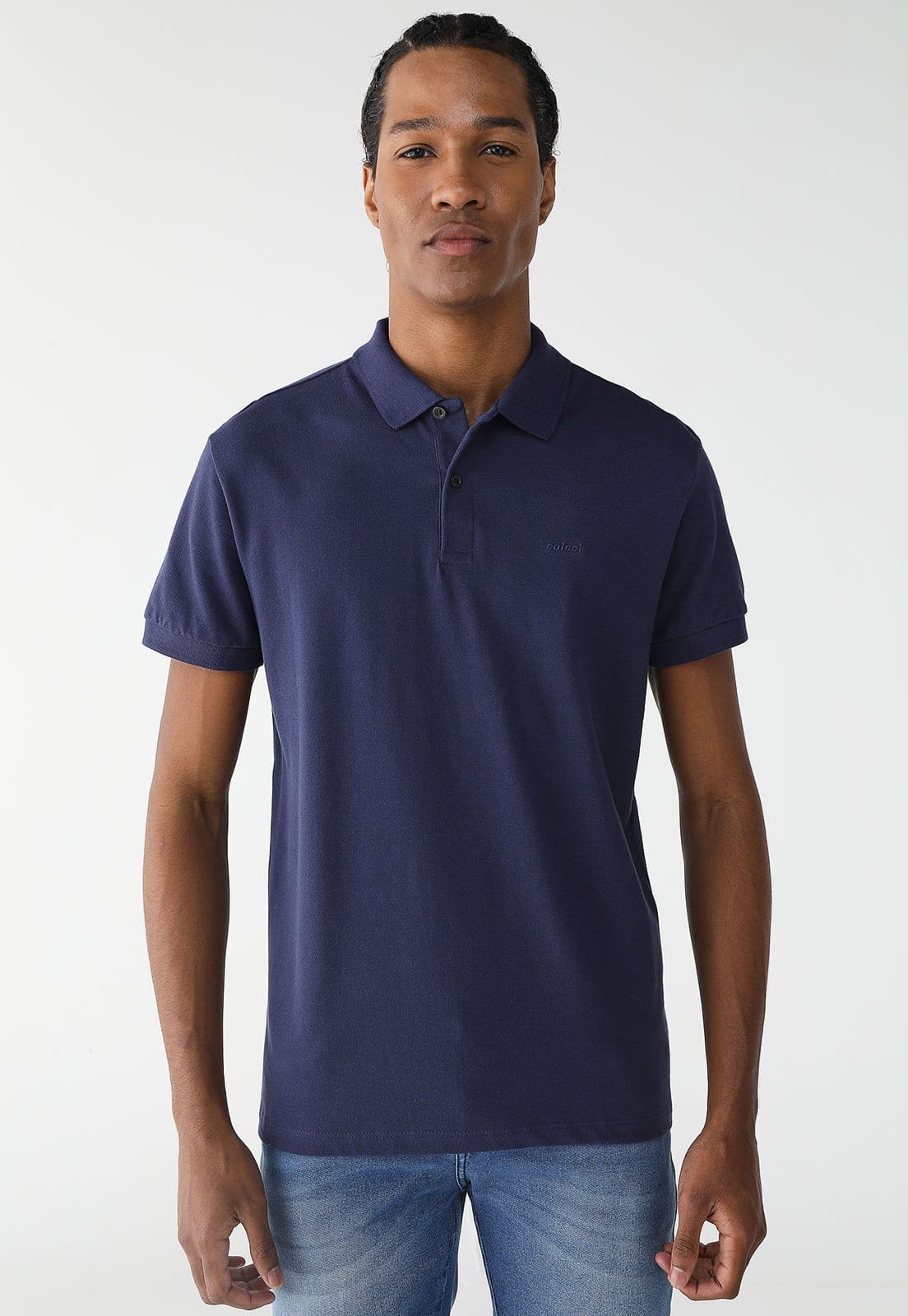 Vista principal Camisa Polo Colcci Reta Logo Colcci azul