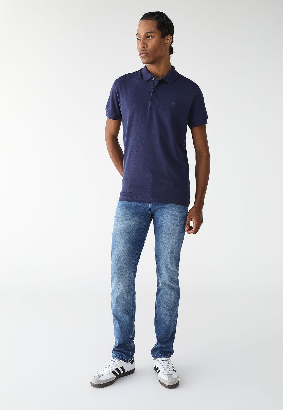 Vista 2 Camisa Polo Colcci Reta Logo Colcci azul