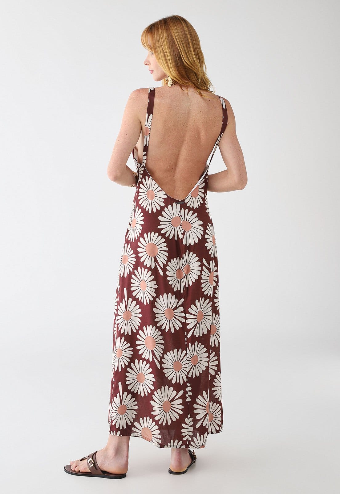 Vista 2 Vestido Feminino Billabong Beach Party Floral Longo Billabong vinho