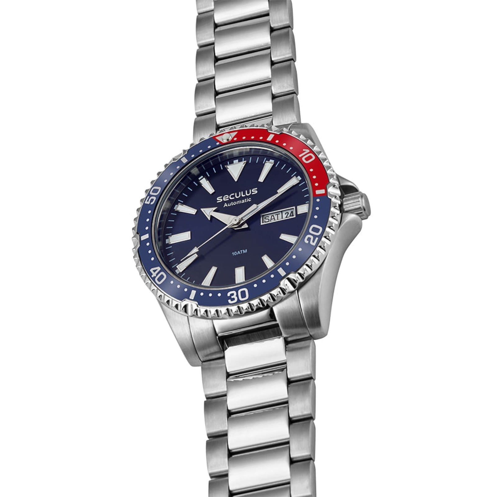 Vista 2 Relógio Masculino Automático Seculus Fundo em Vidro Seculus prata