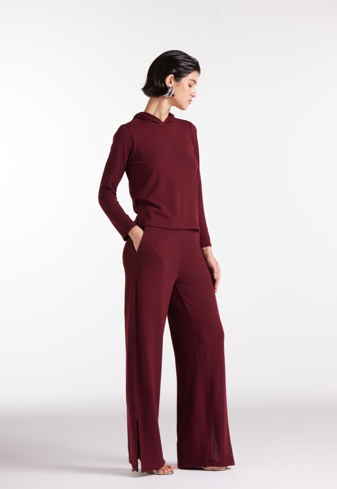 Vista 2 Calça Comfy Malha Tricot Traymon Sauvignon Traymon vermelho