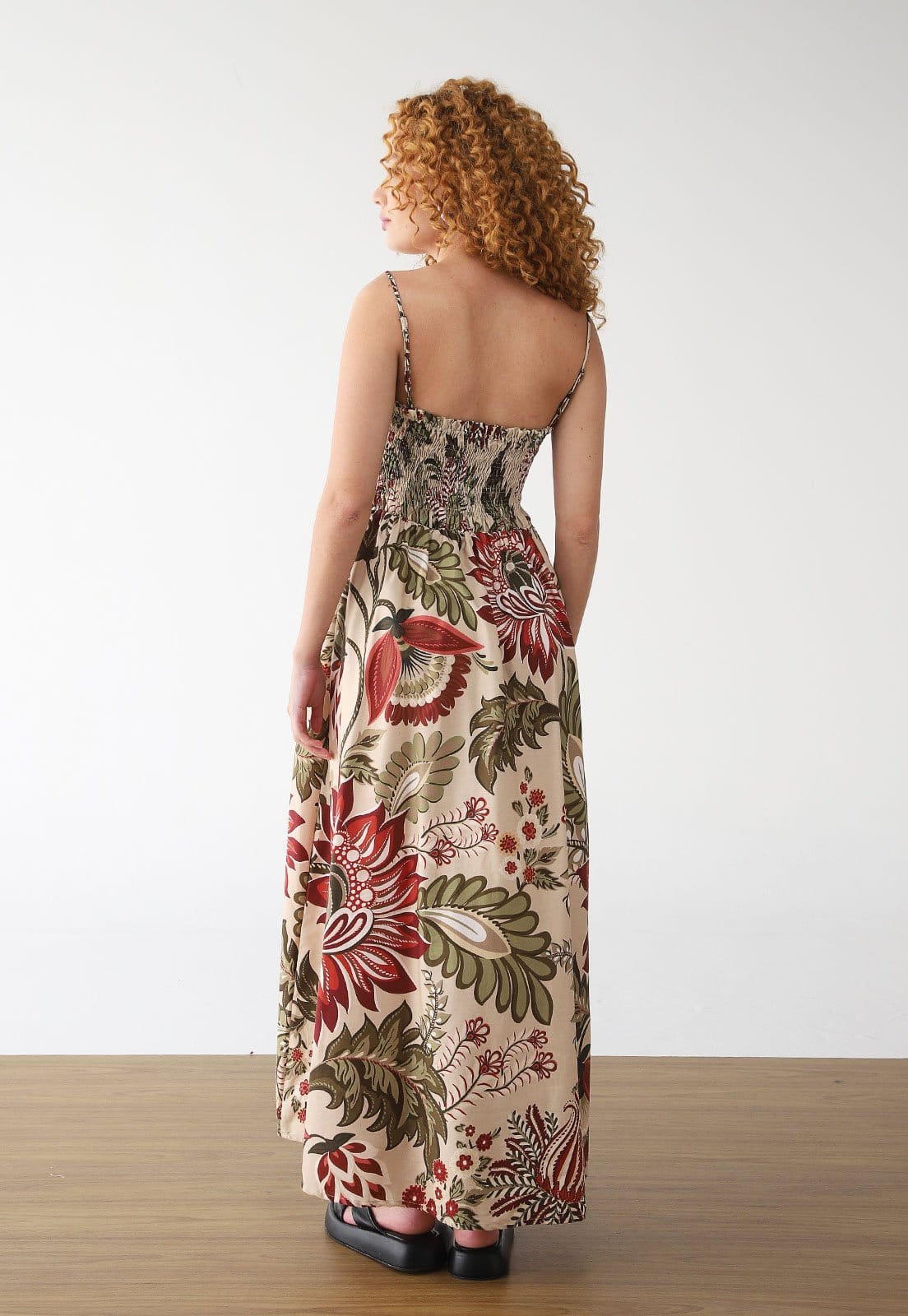 Vista 2 Vestido FARM Longo Floral Ligia FARM bege